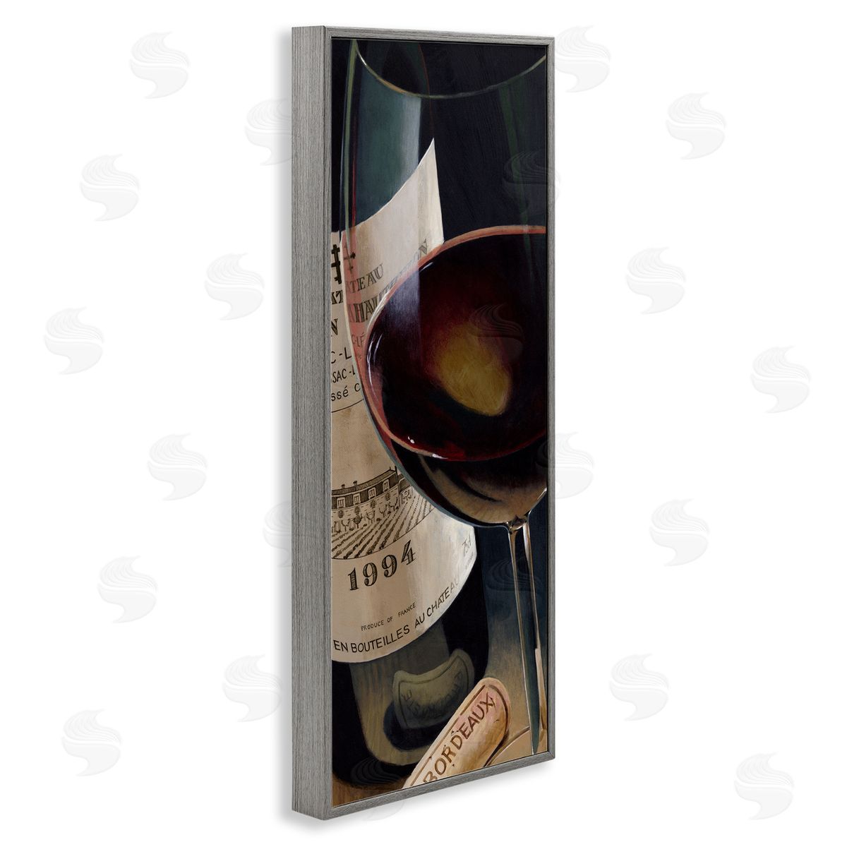 Stefano Ferreri Bordeaux Wine Glass Realistic Painting Gray Framed Giclee Wall Art