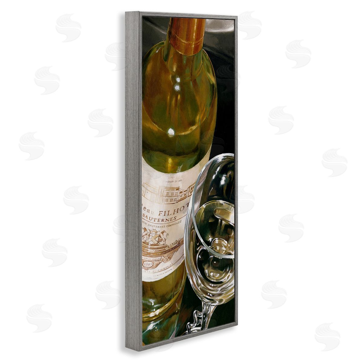Stefano Ferreri White Wine Glass Realistic Painting Gray Framed Giclee Wall Art