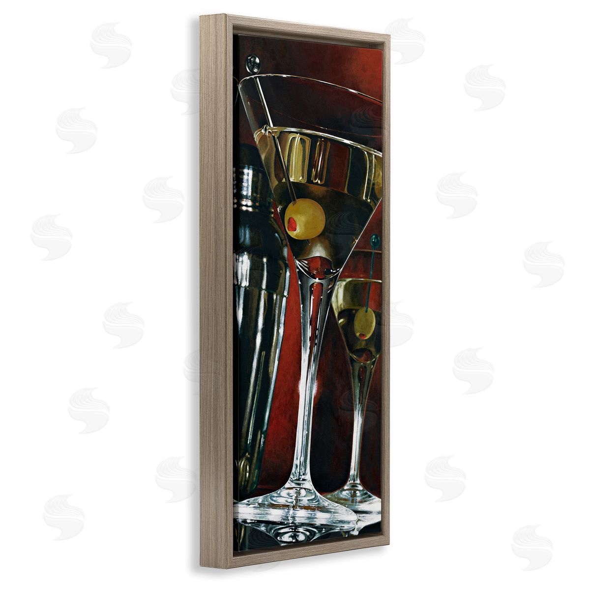 Stefano Ferreri Dirty Martinis Hyper Realistic Painting Brown Floater Frame Canvas Art