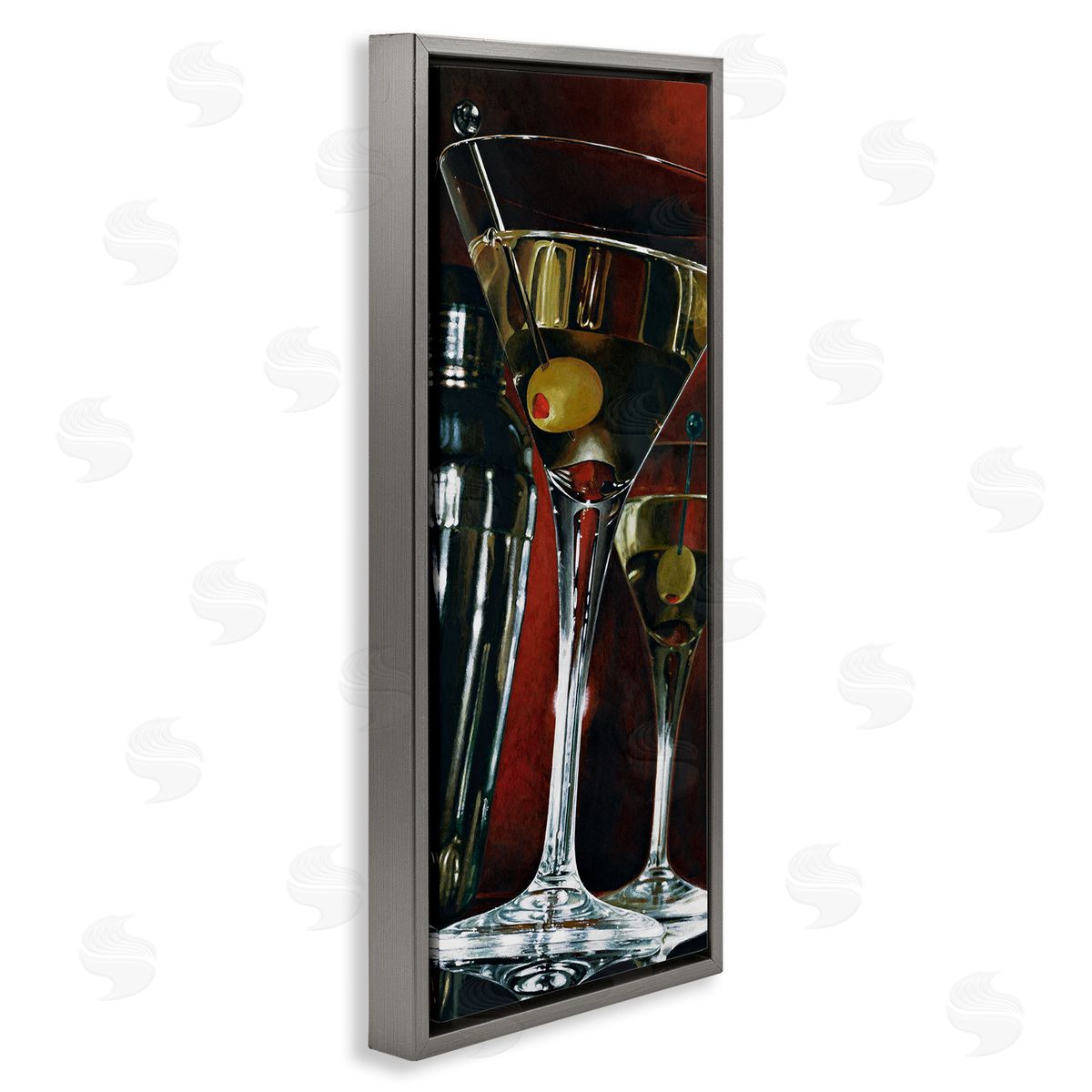 Stefano Ferreri Dirty Martinis Hyper Realistic Painting Gray Floater Frame Canvas Art