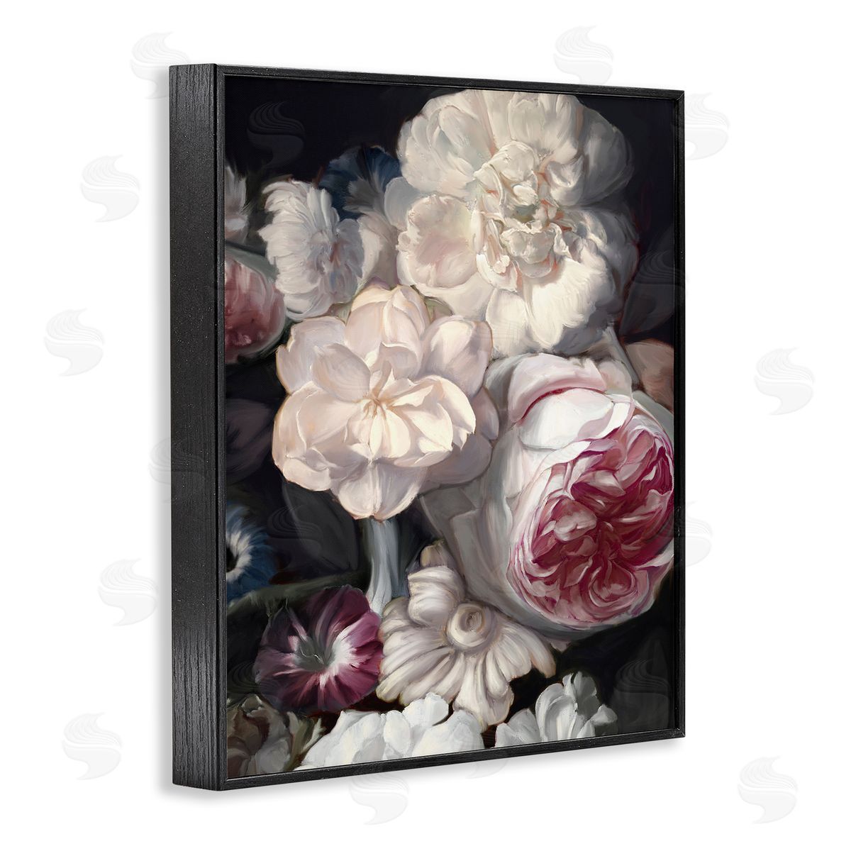 Ziwei Li Blushing Petals Enchanting Pink White Flowers Black Framed Giclee Wall Art