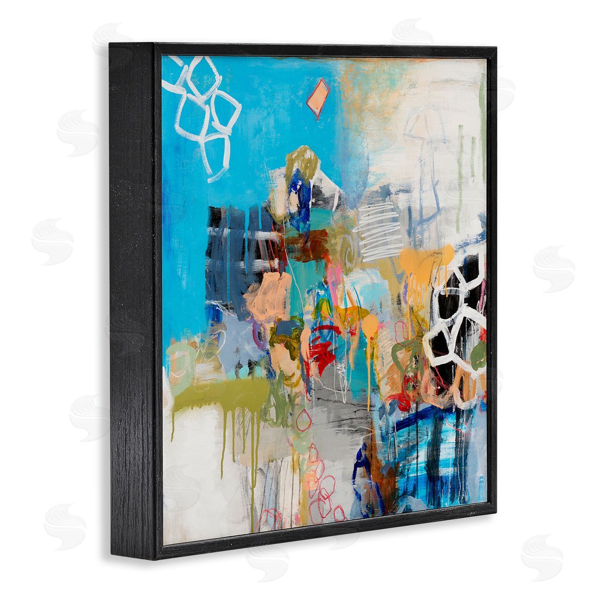 Jeffrey Tover Vibrant Square Abstraction Energetic Design Black Framed Giclee Wall Art