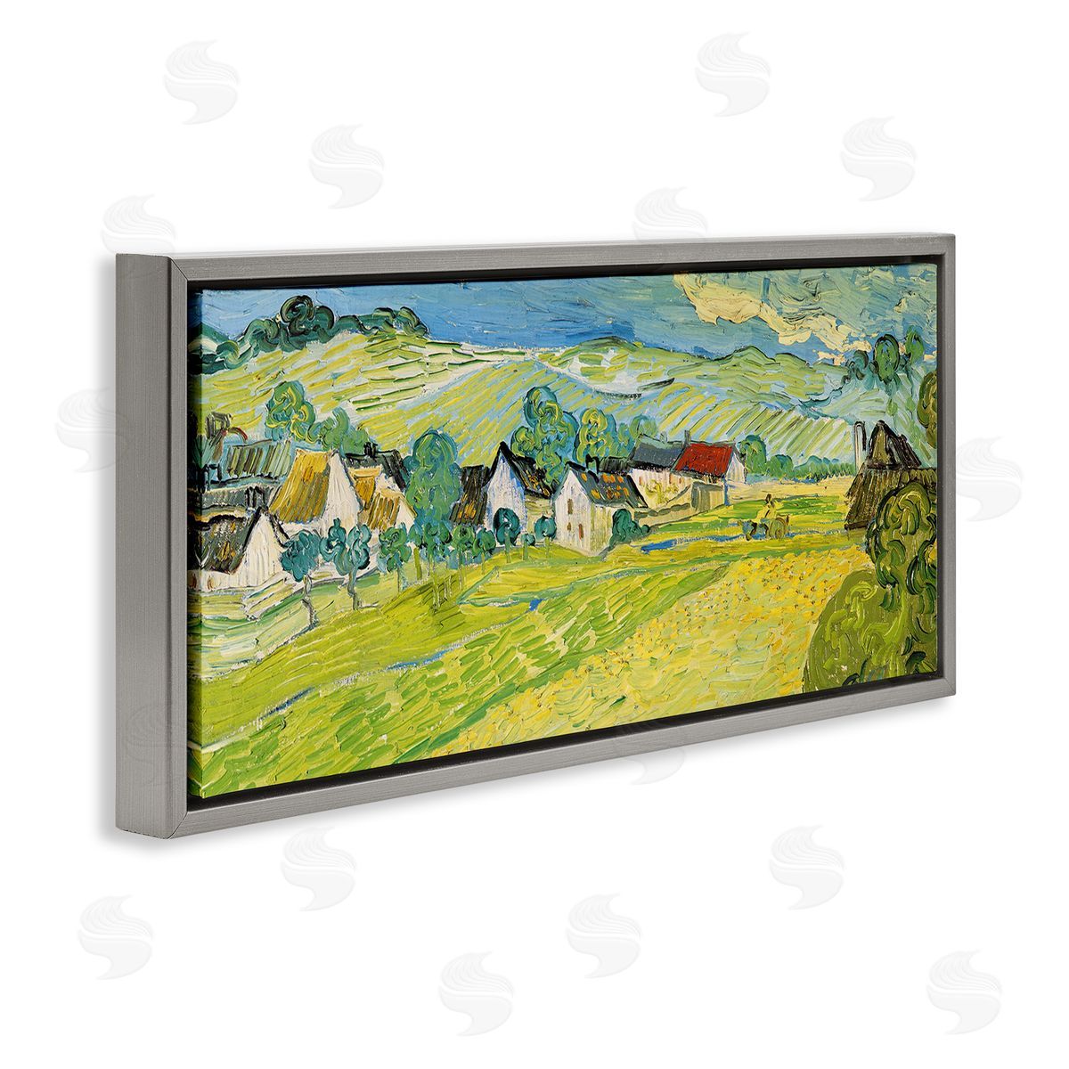 Van Gogh Sunny View Painting Grey Floating Frame Canvas Wall Art, Home Decor by Vincent Van Gogh