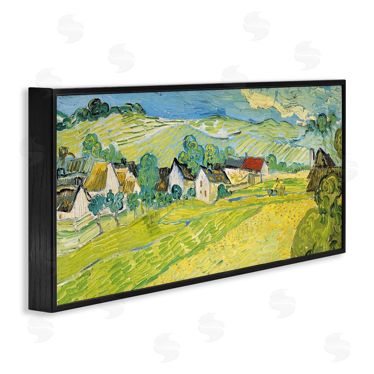 Van Gogh Sunny View Painting Black Frame Print Wall Art, Home Decor by Vincent Van Gogh