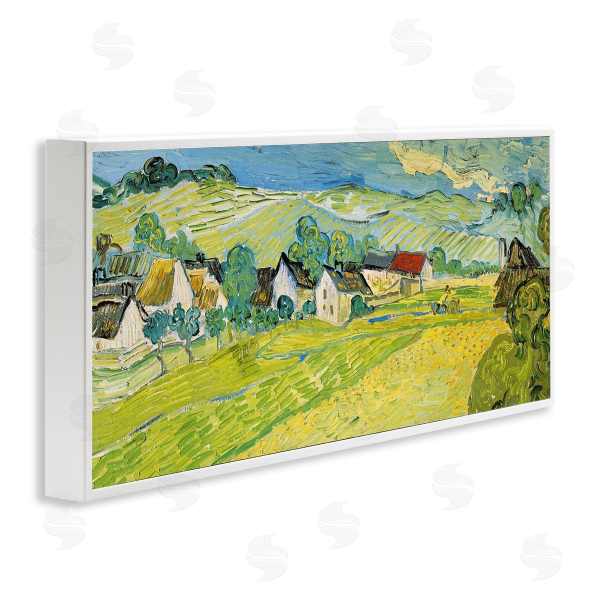 Van Gogh Sunny View Painting White Frame Print Wall Art, Home Decor by Vincent Van Gogh