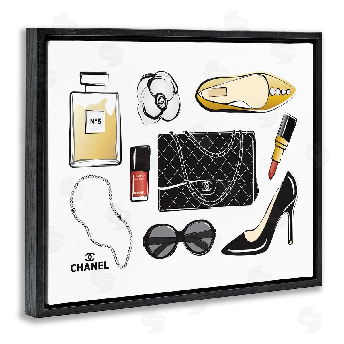 Martina Pavlova Designer Fashion Accessories Glam Black Floater Frame Canvas Art