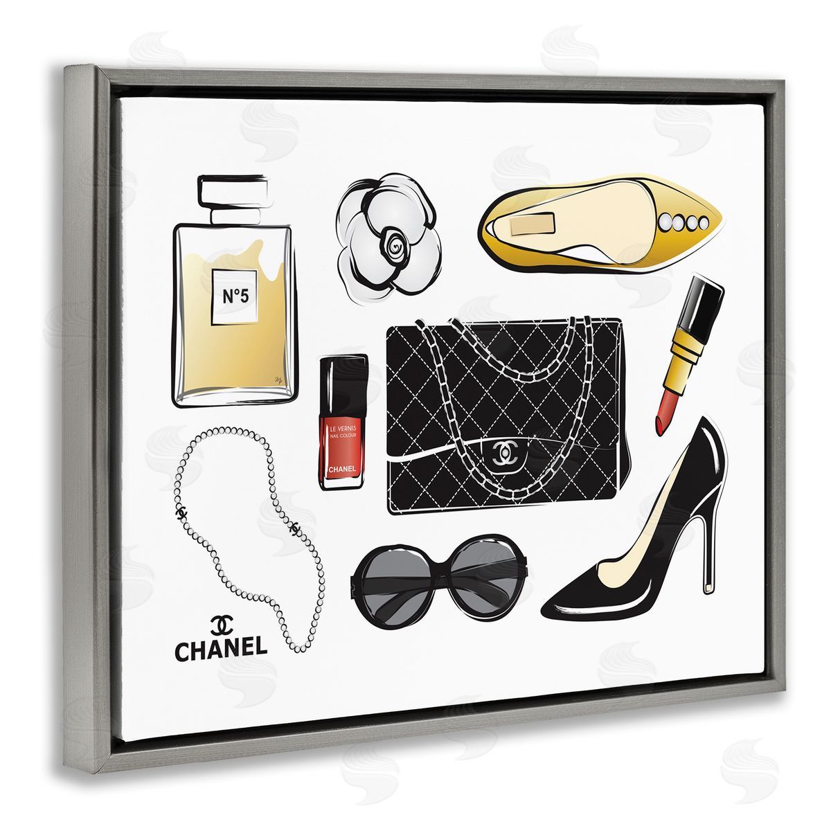 Martina Pavlova Designer Fashion Accessories Glam Gray Floater Frame Canvas Art