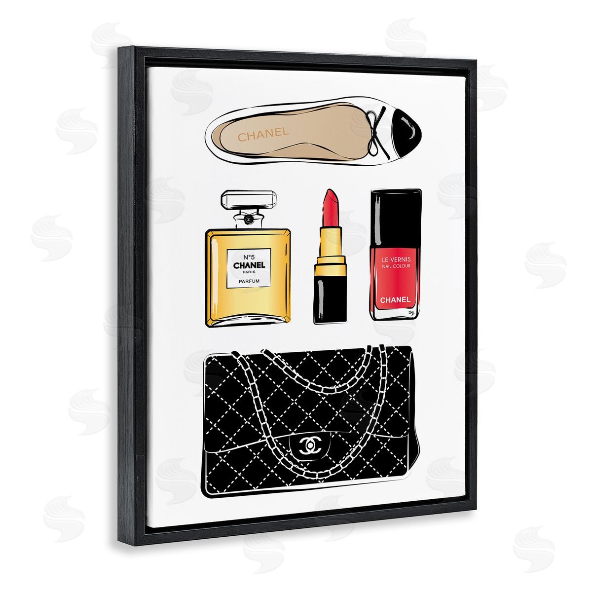 Martina Pavlova Glam Fashion Accessories Red Cosmetic Black Floater Frame Canvas Art