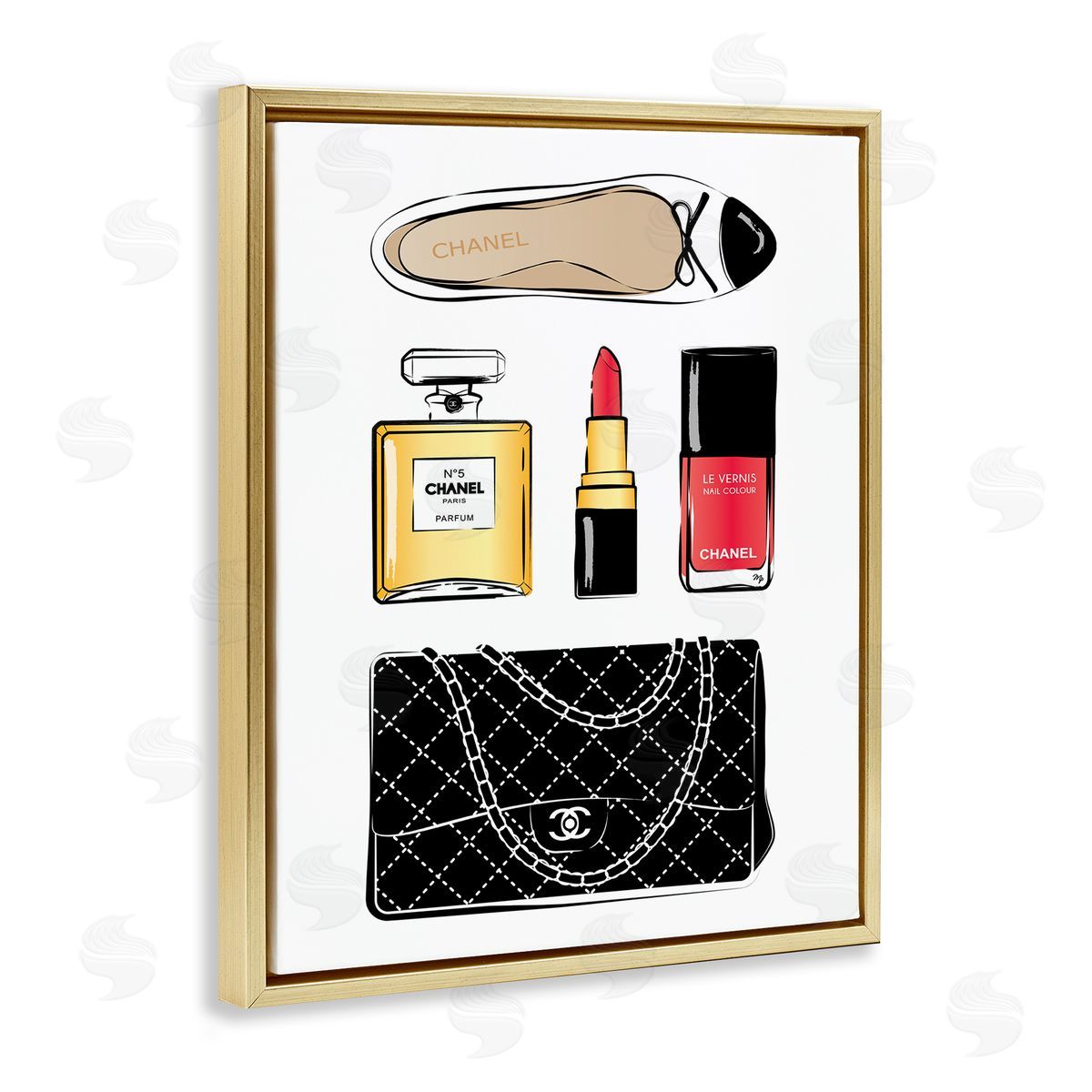 Martina Pavlova Glam Fashion Accessories Red Cosmetic Gold Floater Frame Canvas Art