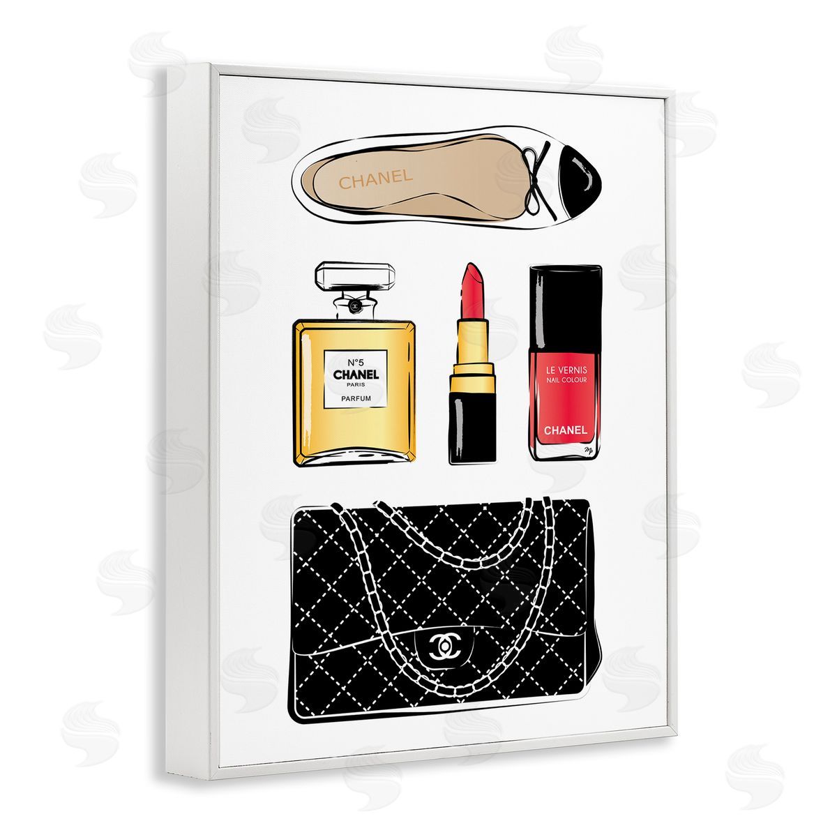 Martina Pavlova Glam Fashion Accessories Red Cosmetic White Framed Giclee Wall Art