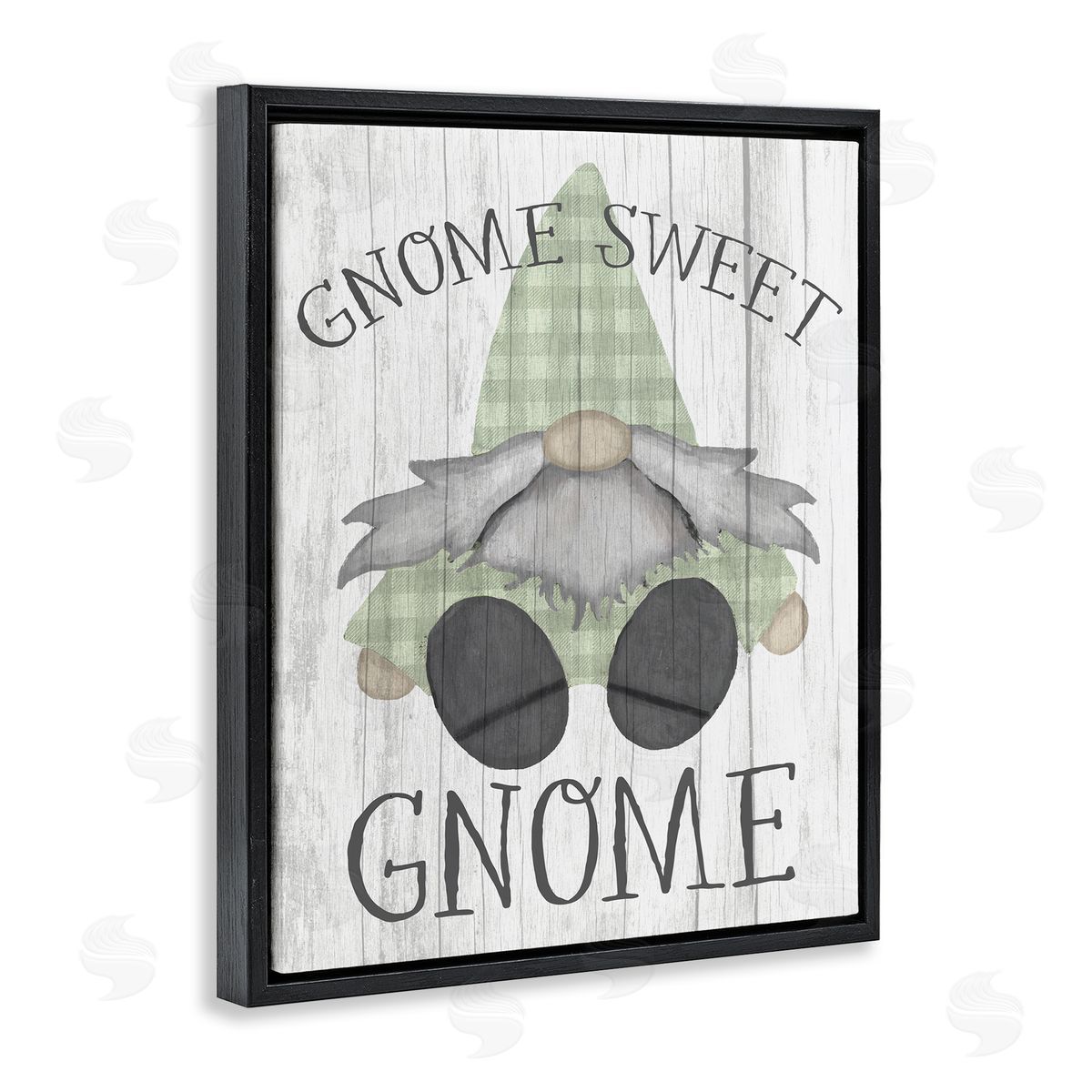 Stupell Studio Gnome Sweet Gnome Garden Pun Black Floater Frame Canvas Art