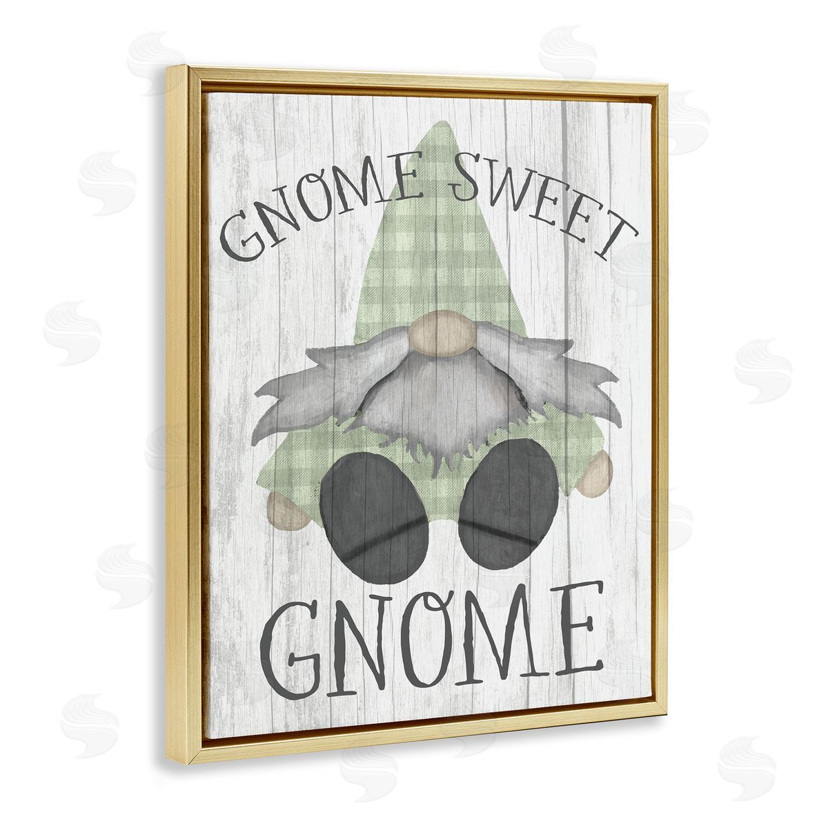 Stupell Studio Gnome Sweet Gnome Garden Pun Gold Floater Frame Canvas Art