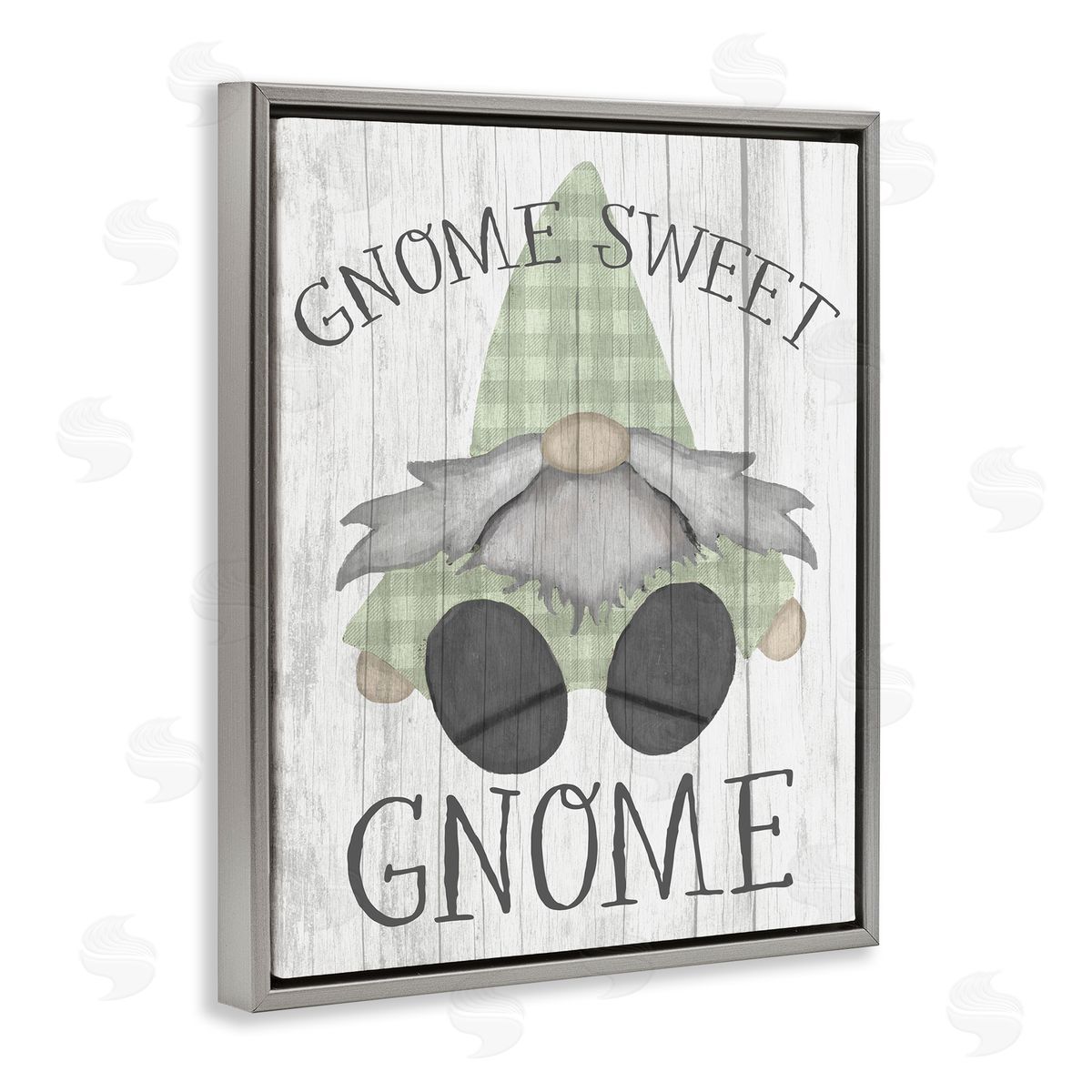 Stupell Studio Gnome Sweet Gnome Garden Pun Gray Floater Frame Canvas Art