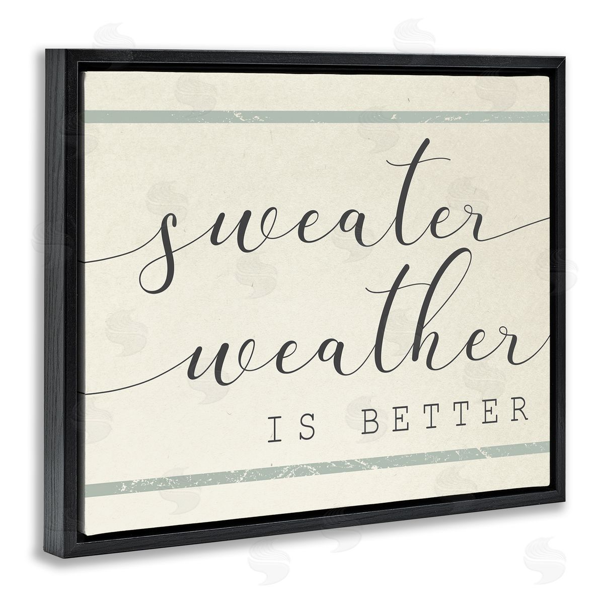 Stupell Studio Sweater Weather is Better Bistro Stripe Black Floater Frame Canvas Art