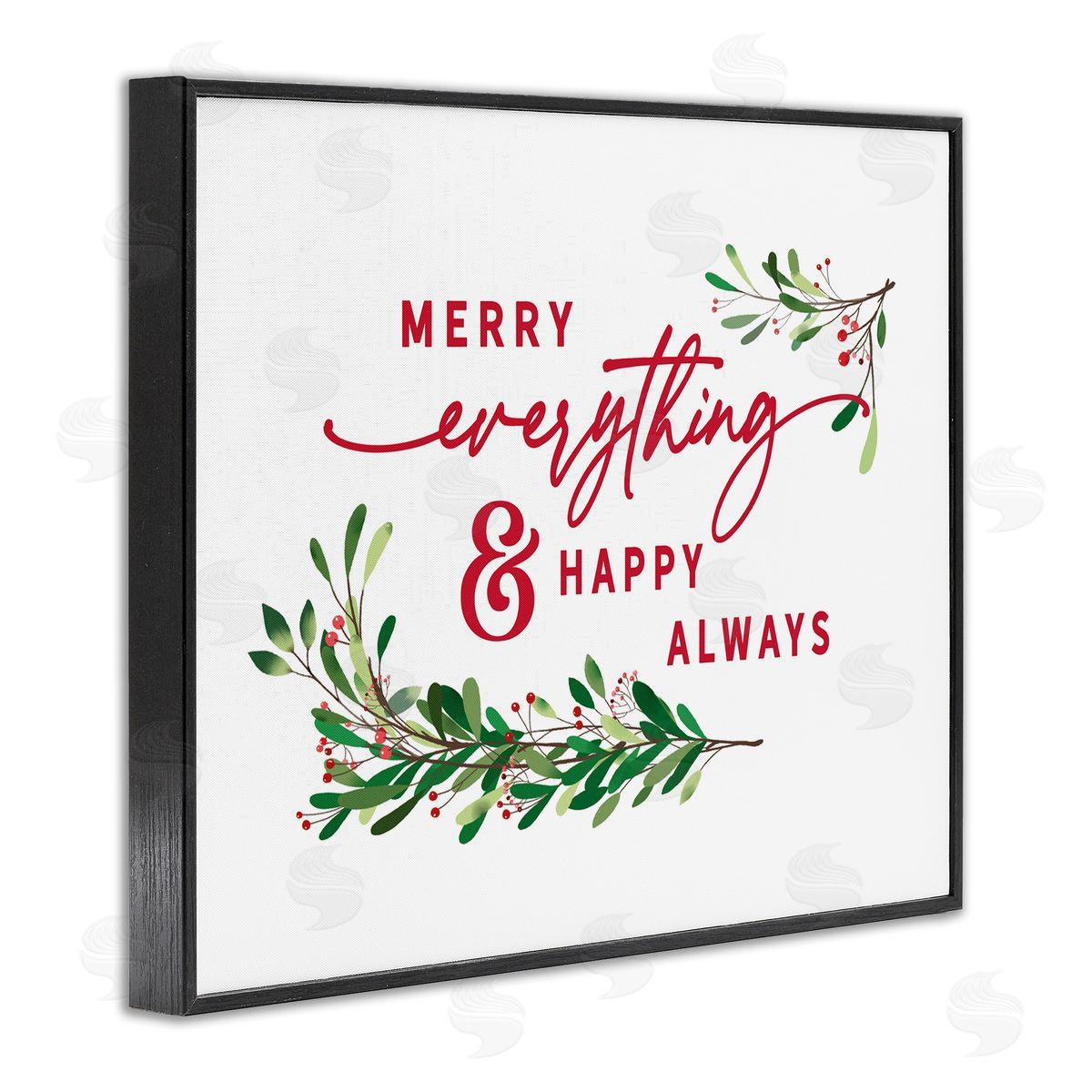 Lettered and Lined Merry Everything Happy Always Holiday Phrase Black Framed Giclee Wall Art