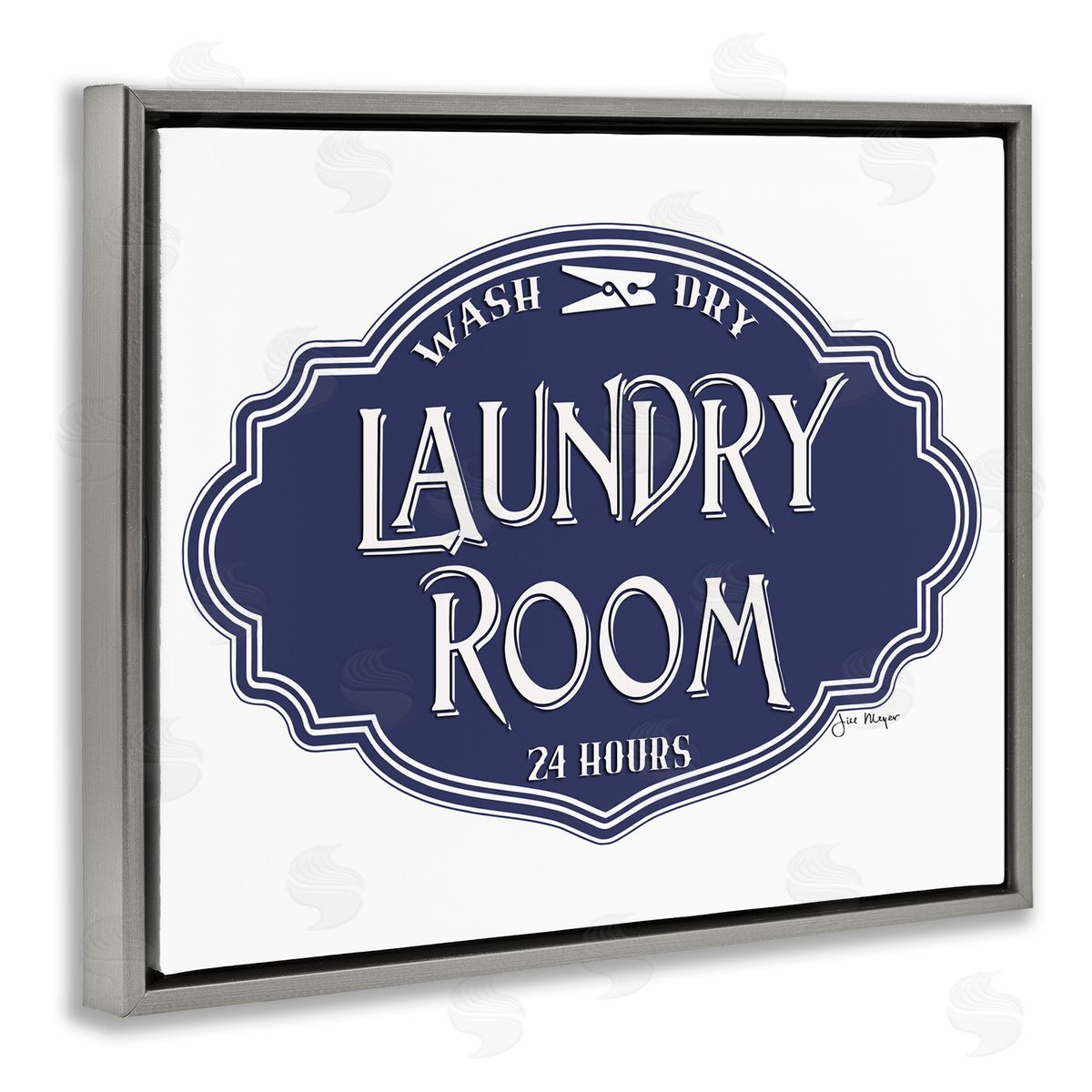 Jill Meyer Vintage Laundry Room Sign Blue Gray Floater Frame Canvas Art