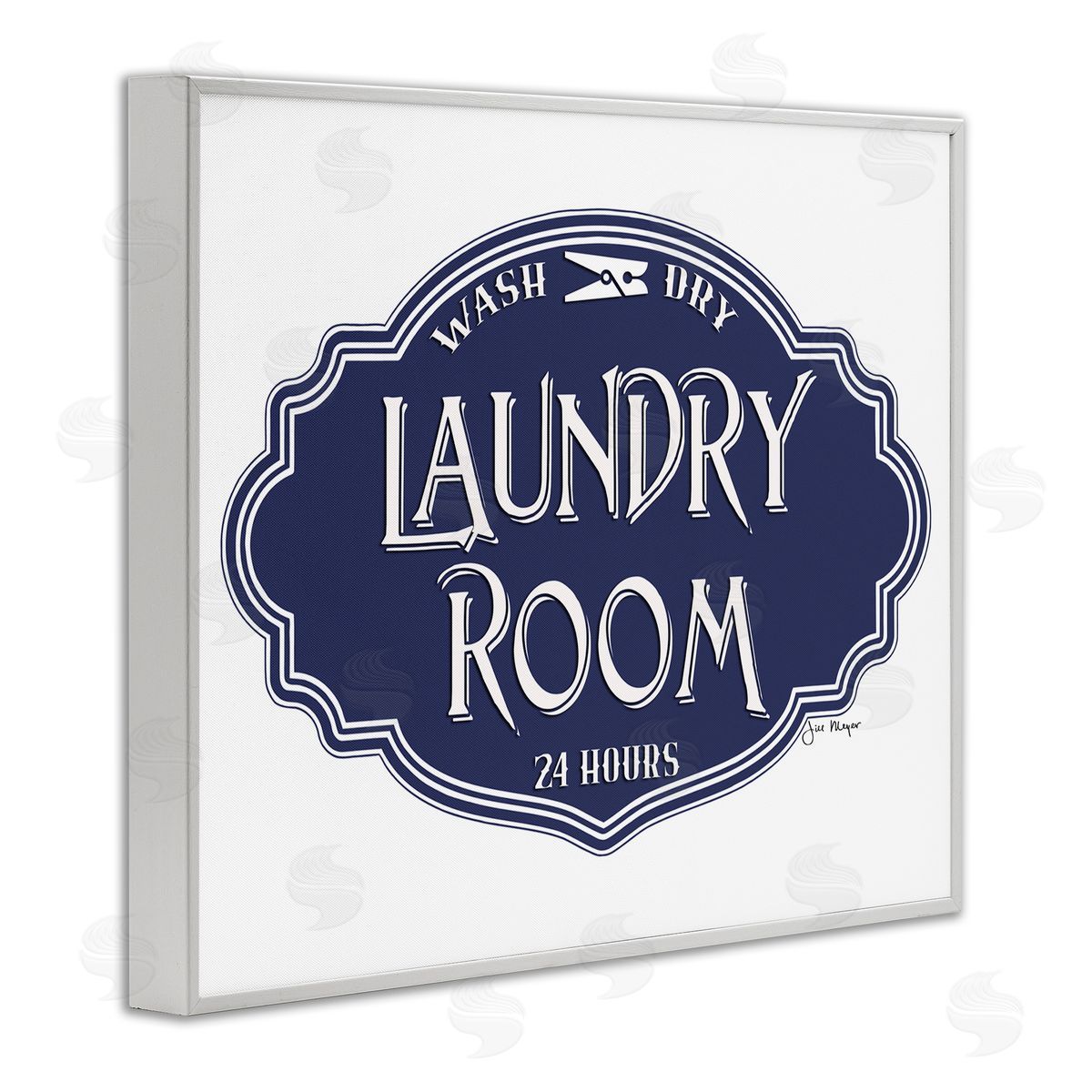 Jill Meyer Vintage Laundry Room Sign Blue White Framed Giclee Wall Art