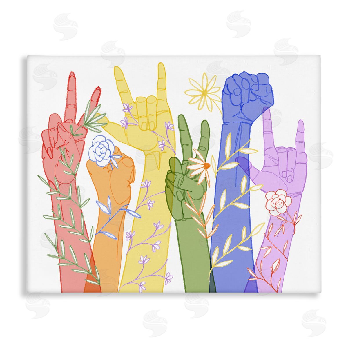 Grace Popp Peace Love Caring Hand Signs ASL Canvas Wall Art