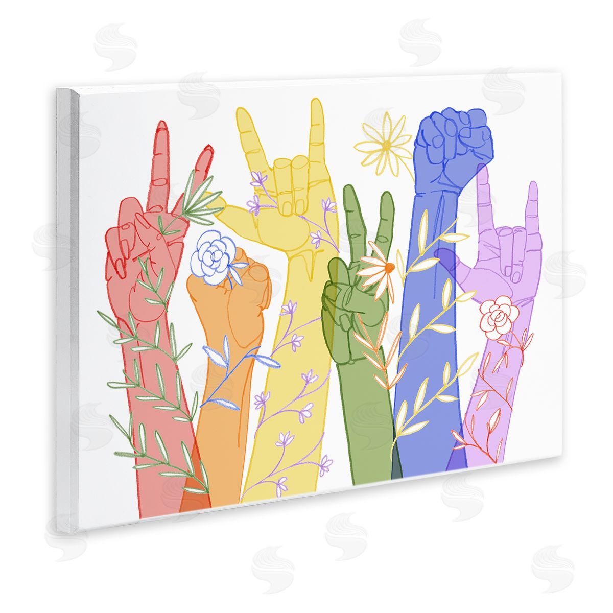 Grace Popp Peace Love Caring Hand Signs ASL Wall Plaque Art