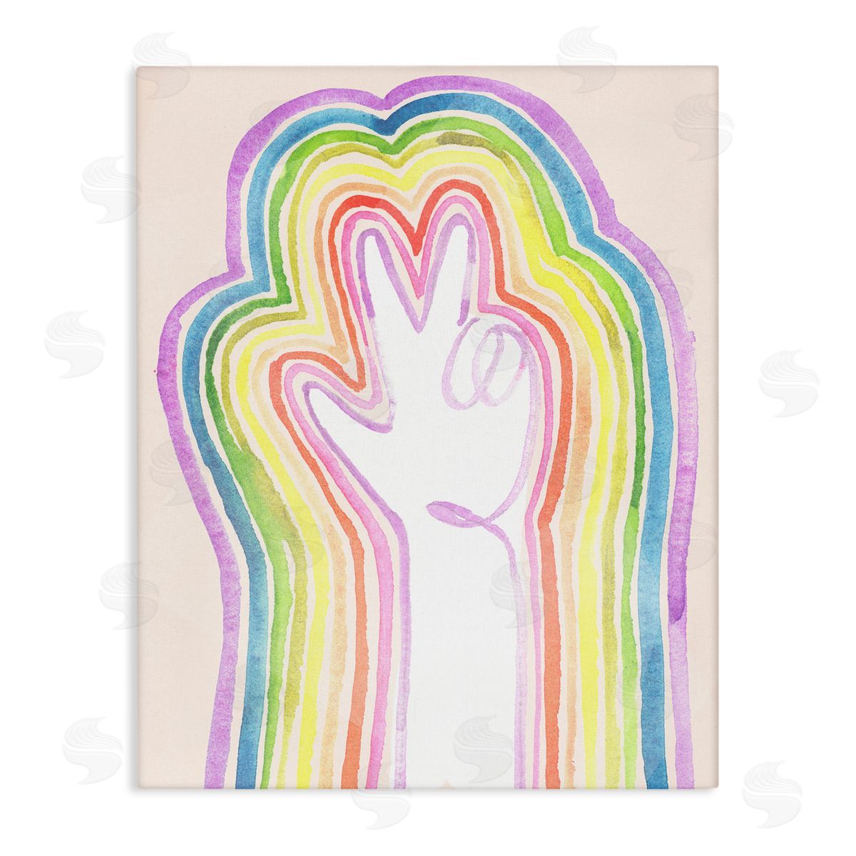Jennifer Paxton Parker Radiant Peace Sign Rainbow Linework Canvas Wall Art
