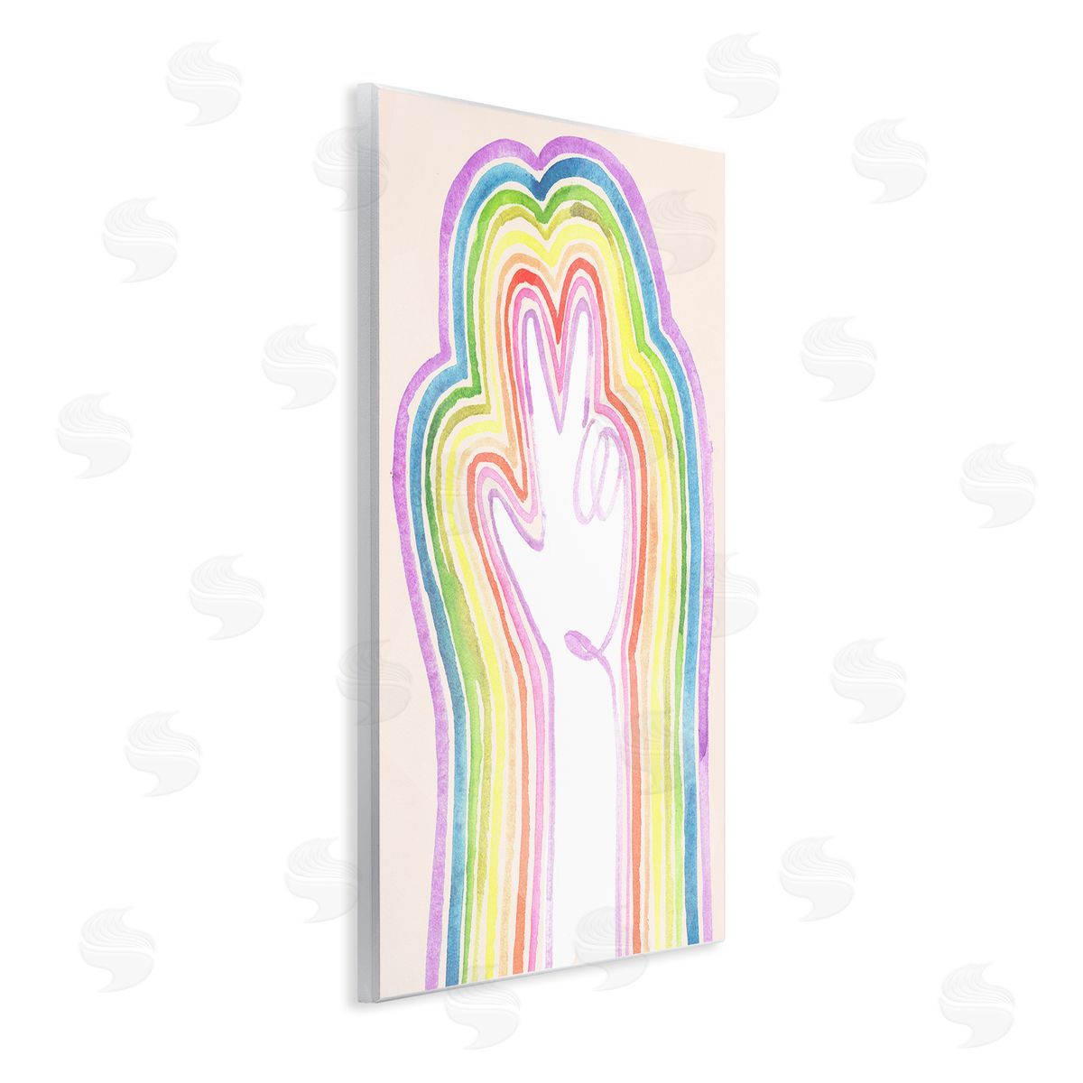 Jennifer Paxton Parker Radiant Peace Sign Rainbow Linework Wall Plaque Art