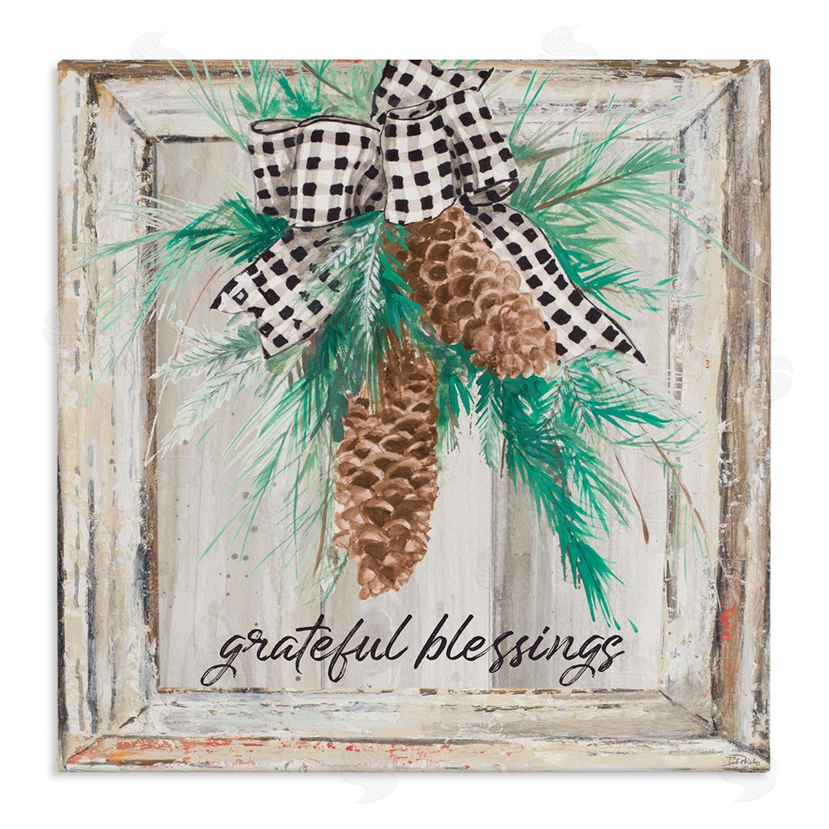 Patricia Pinto Grateful Blessing Winter Pinecone  Canvas Wall Art