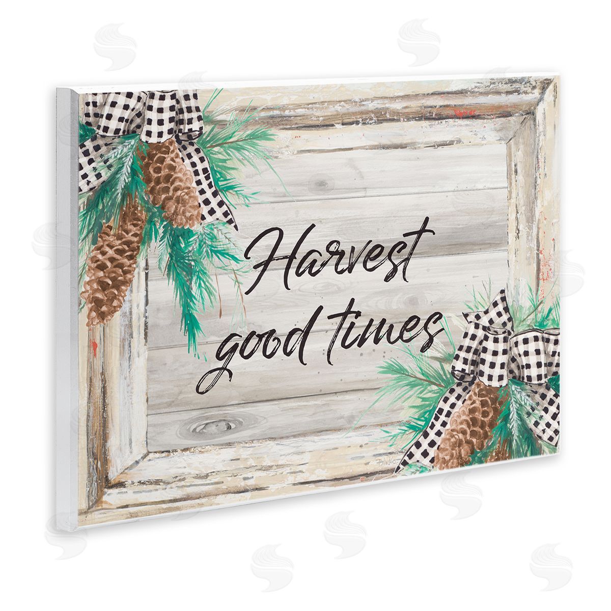 Patricia Pinto Harvest Good Times Rustic Pinecone Accents Wall Plaque Art