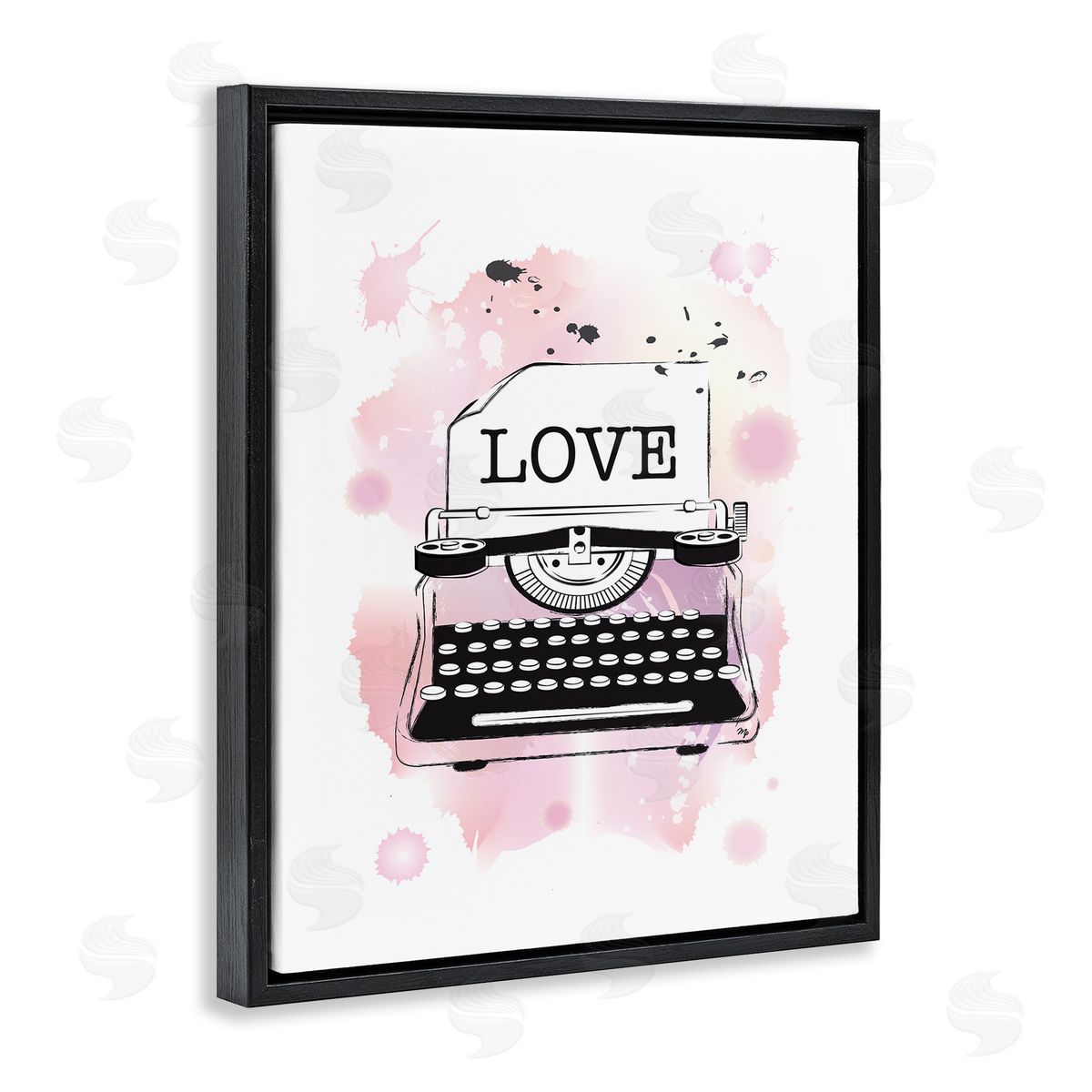 Martina Pavlova Pink Typewriter Love Paint Splash Black Floater Frame Canvas Art