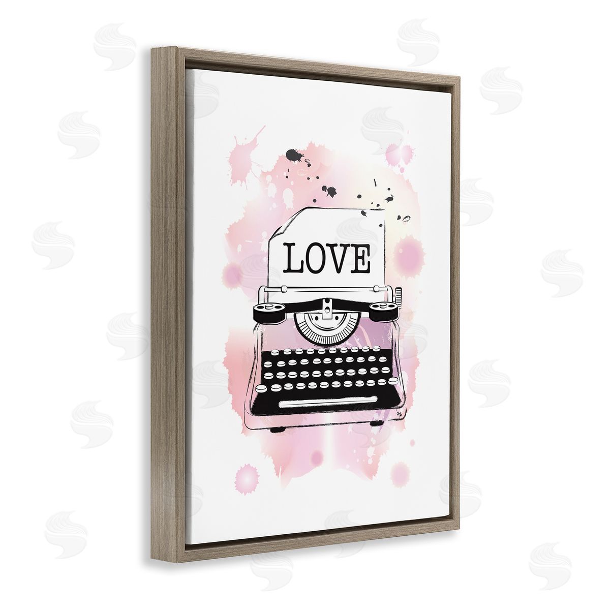 Martina Pavlova Pink Typewriter Love Paint Splash Brown Floater Frame Canvas Art