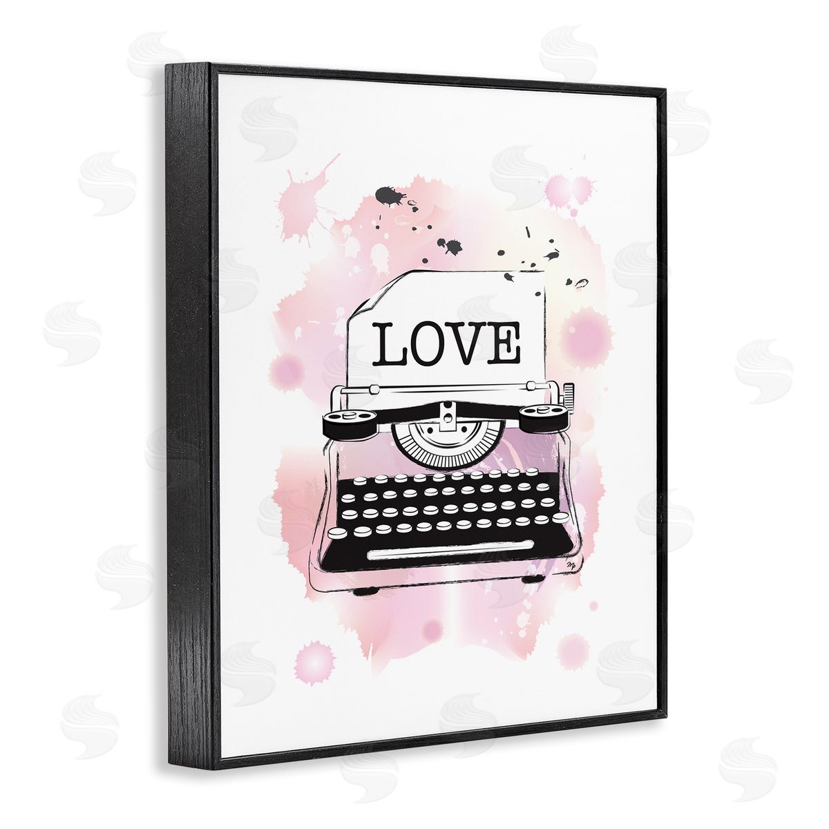Martina Pavlova Pink Typewriter Love Paint Splash Black Framed Giclee Wall Art