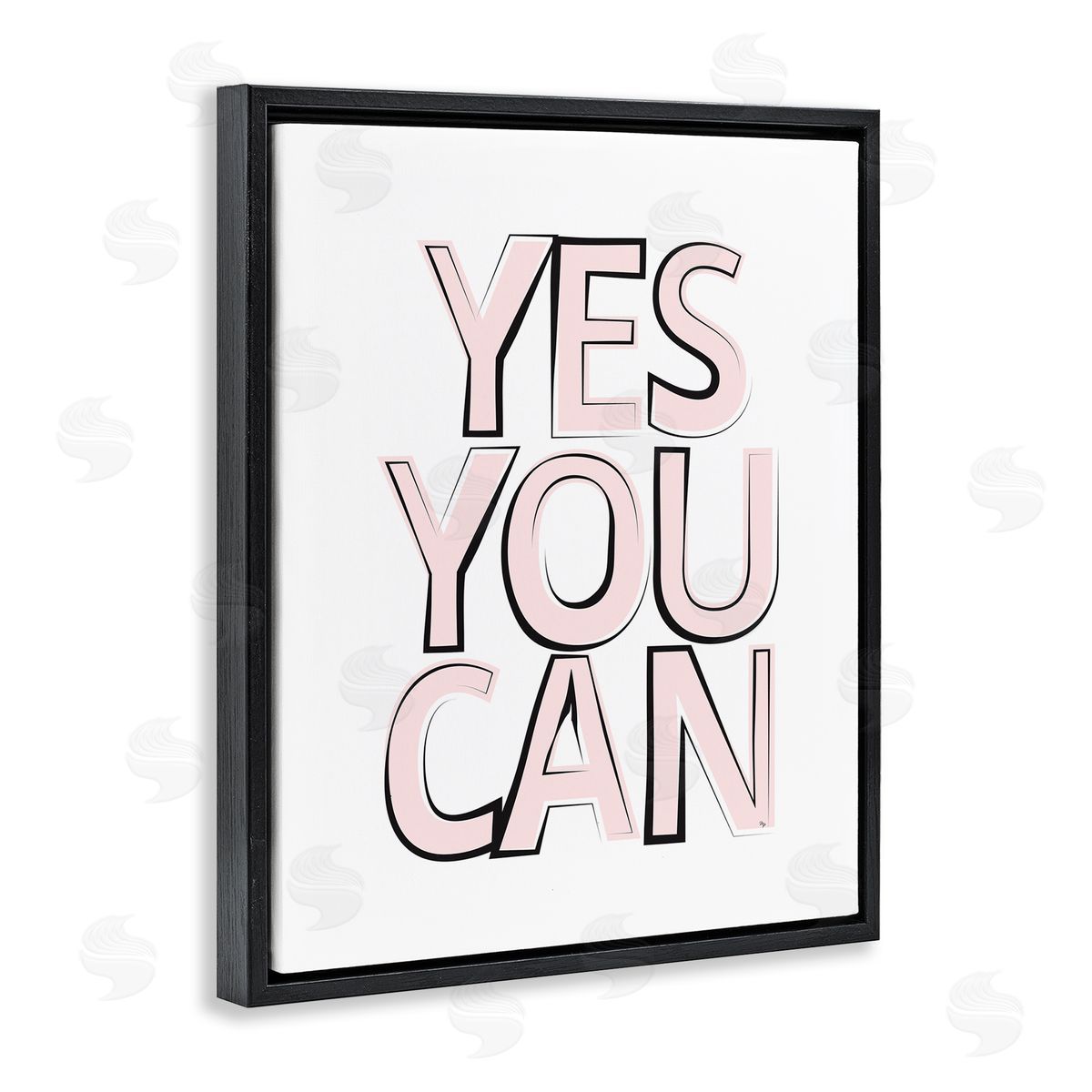 Martina Pavlova Yes You Can Phrase Minimal Pink Bold Text Black Floater Frame Canvas Art