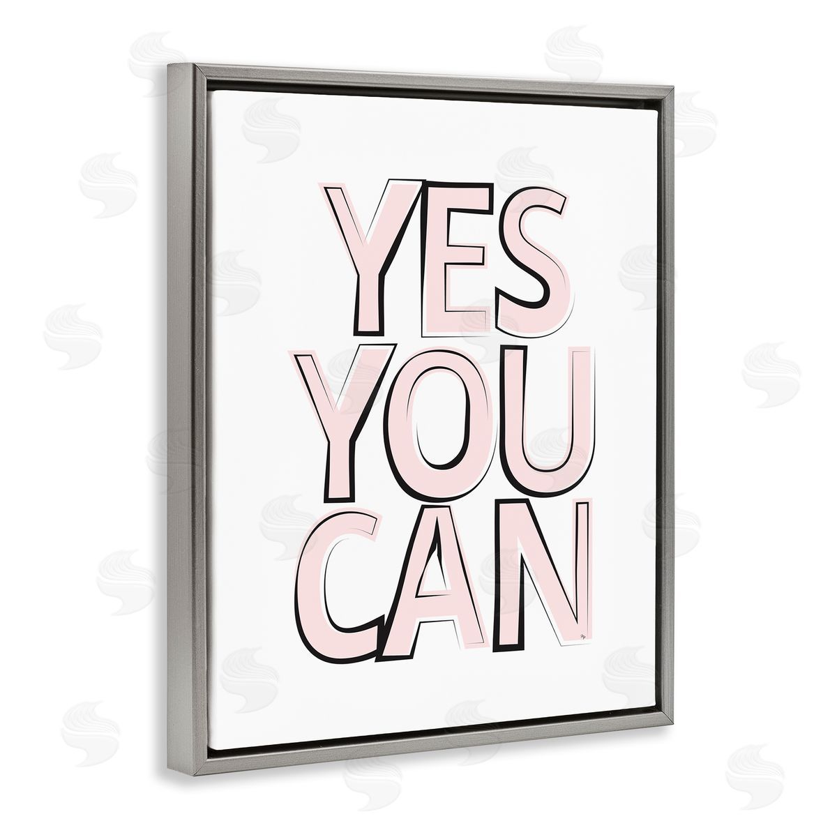 Martina Pavlova Yes You Can Phrase Minimal Pink Bold Text Gray Floater Frame Canvas Art