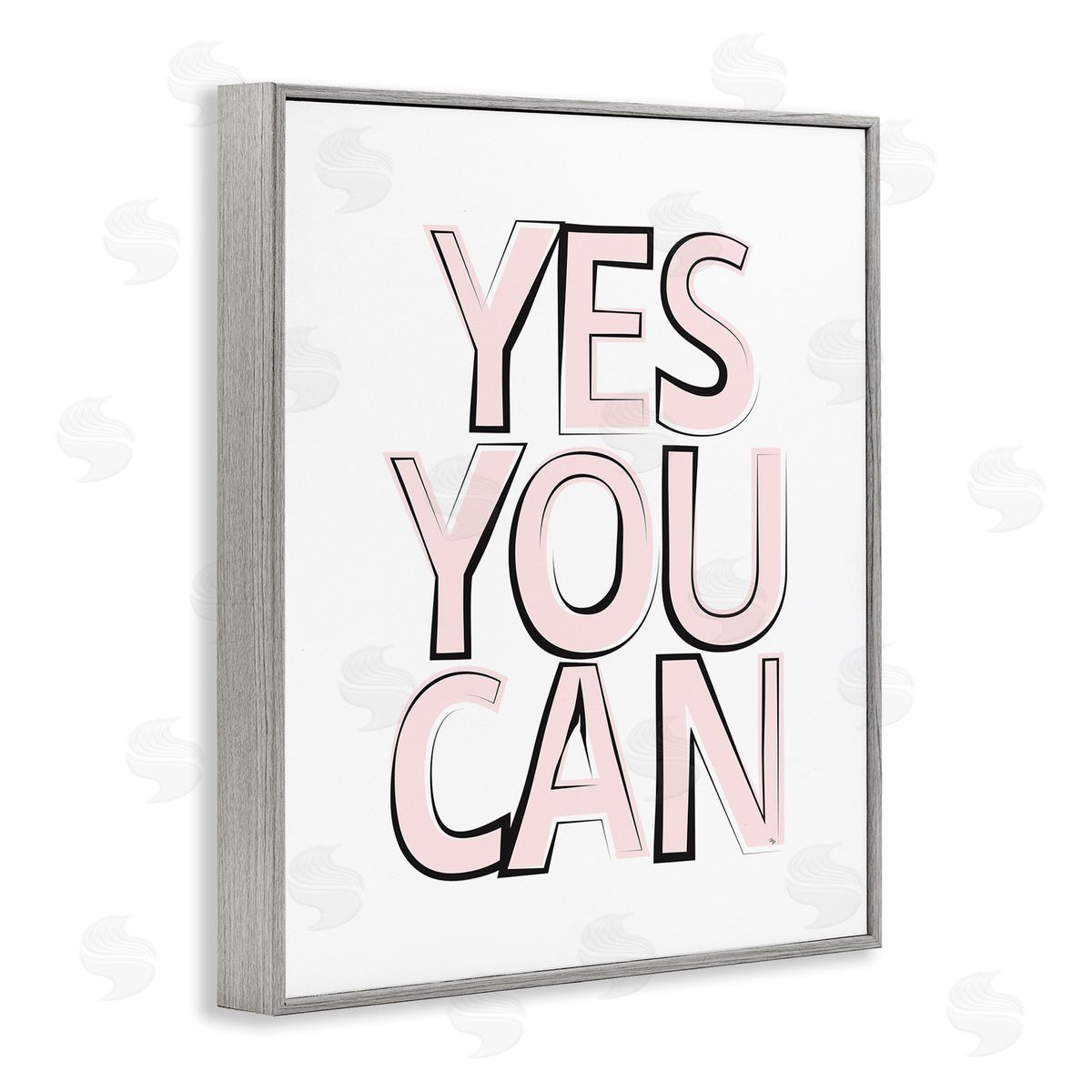 Martina Pavlova Yes You Can Phrase Minimal Pink Bold Text Gray Framed Giclee Wall Art