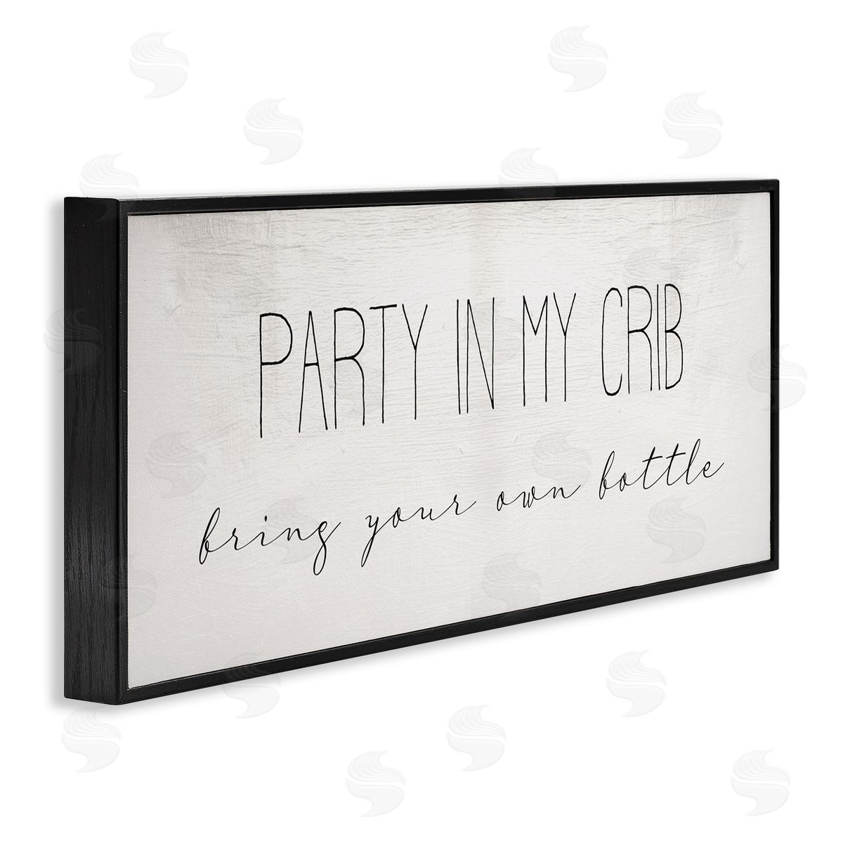 Stupell Studio Party in Crib Quote BYOB Baby Bottle Humor Black Framed Giclee Wall Art