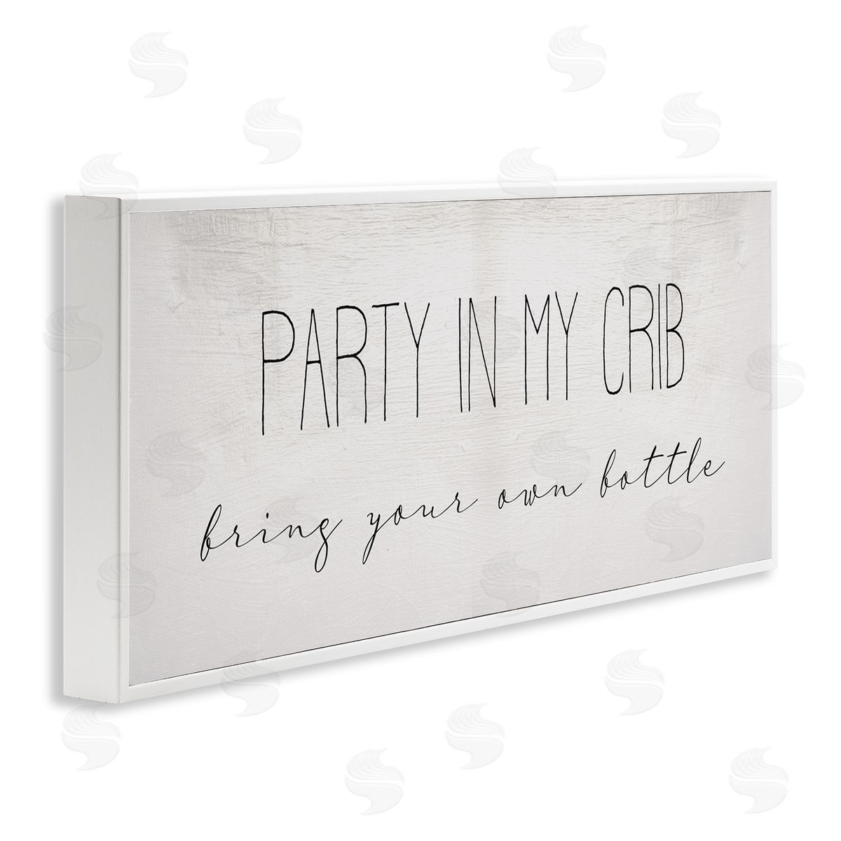 Stupell Studio Party in Crib Quote BYOB Baby Bottle Humor White Framed Giclee Wall Art