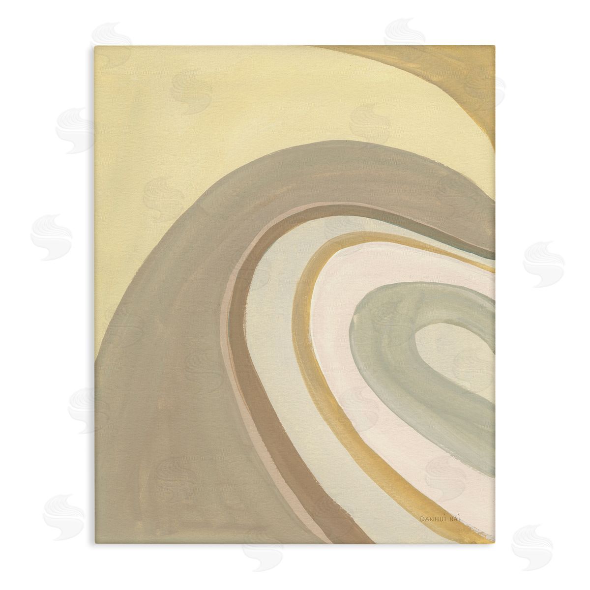 Danhui Nai Organic Grooved Abstraction Neutral Brown Yellow Canvas Wall Art