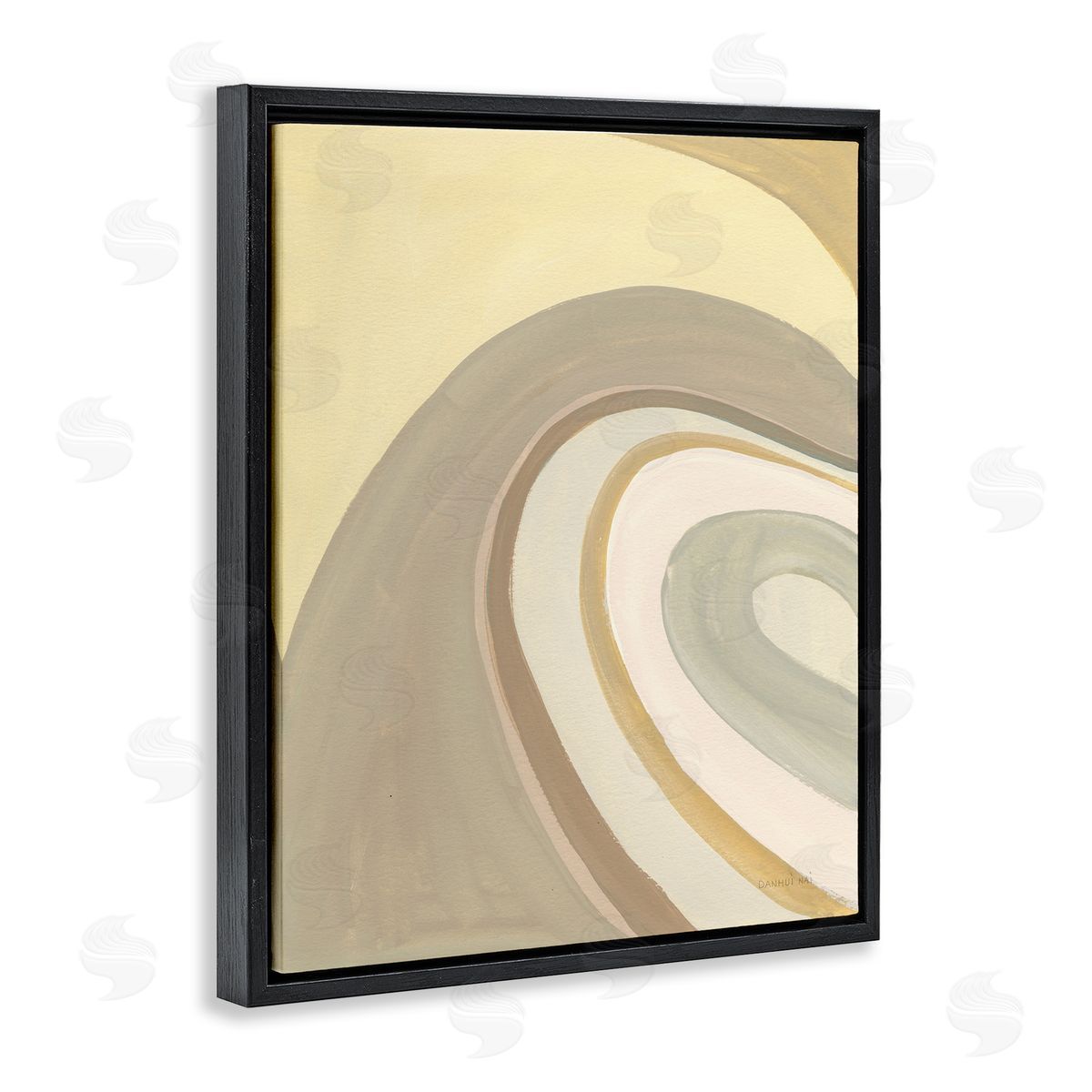 Danhui Nai Organic Grooved Abstraction Neutral Brown Yellow Black Floater Frame Canvas Art