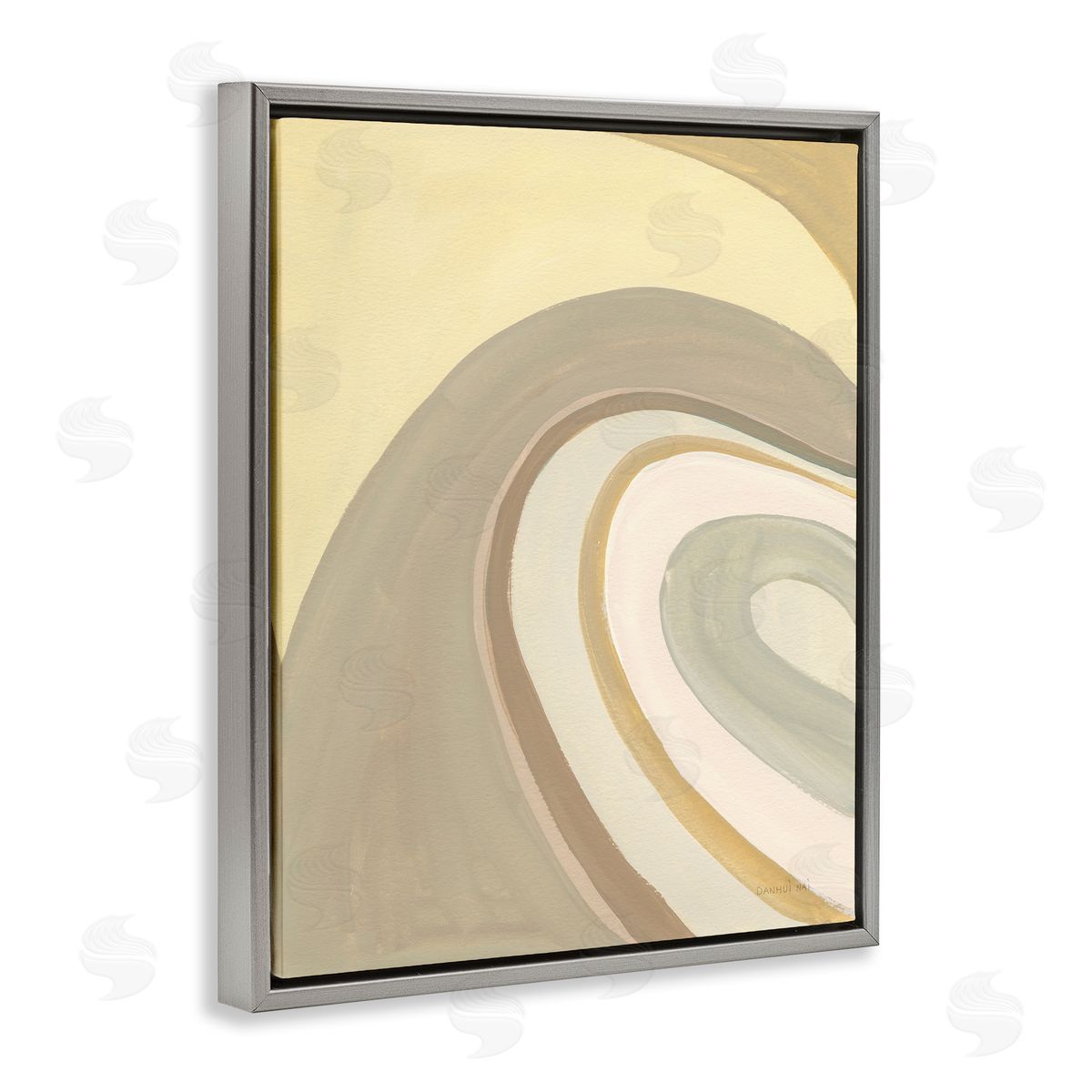 Danhui Nai Organic Grooved Abstraction Neutral Brown Yellow Gray Floater Frame Canvas Art