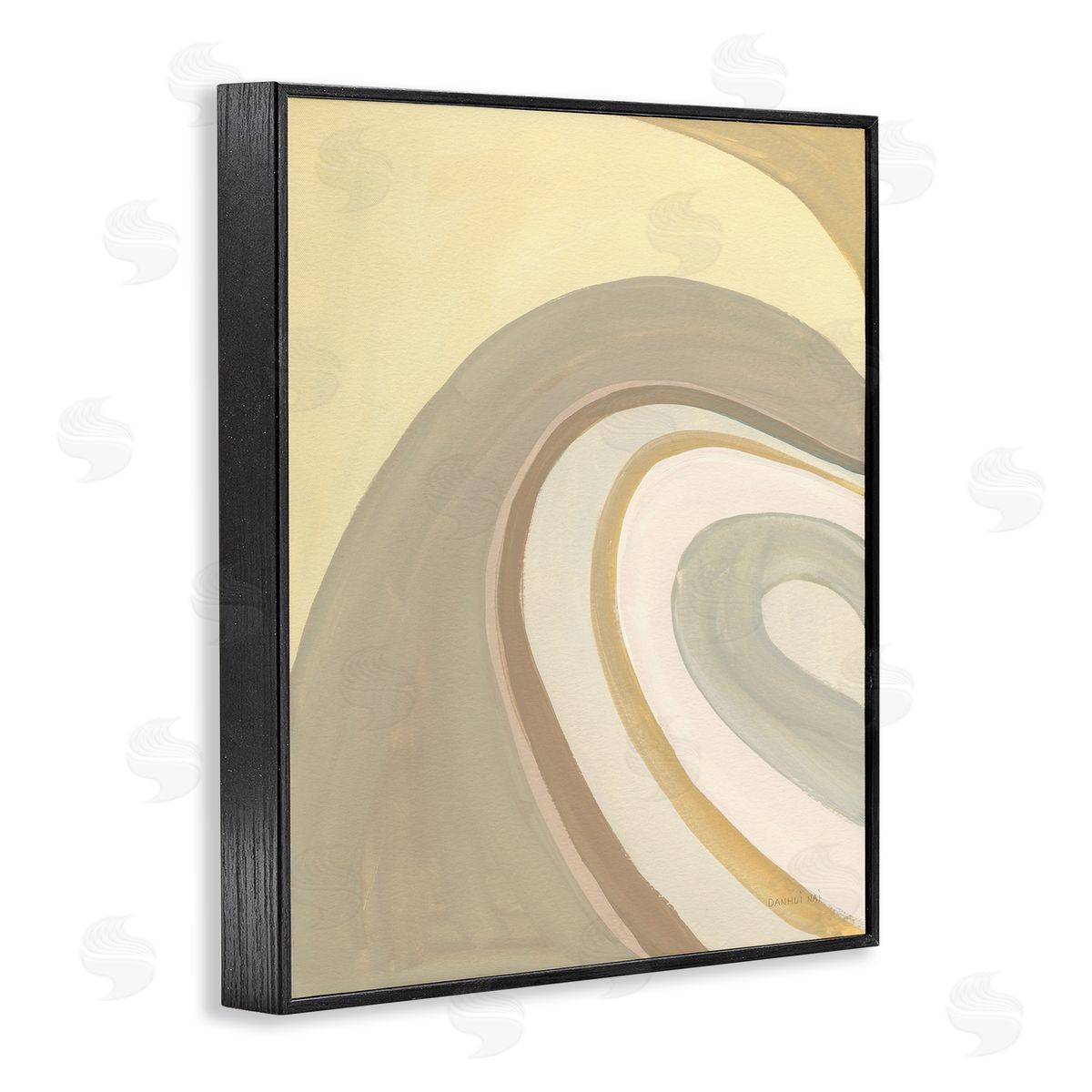 Danhui Nai Organic Grooved Abstraction Neutral Brown Yellow Black Framed Giclee Wall Art