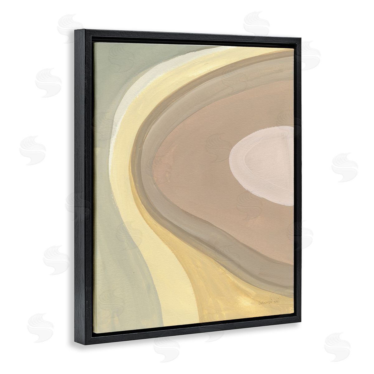 Danhui Nai Abstract Organic Curves Neutral Brown Yellow Black Floater Frame Canvas Art