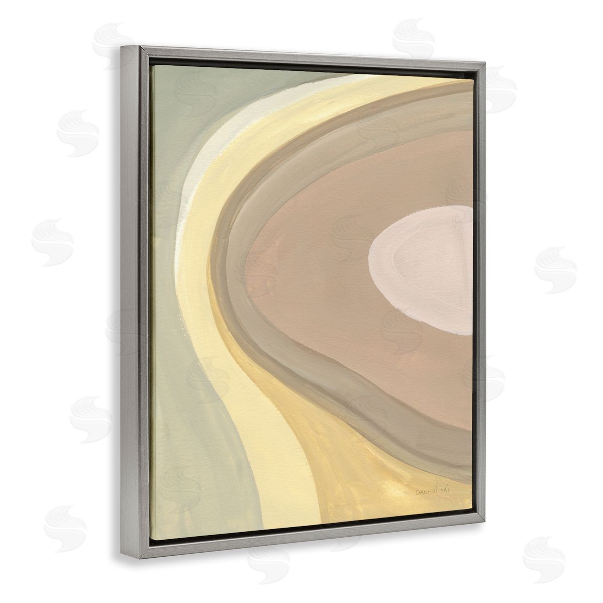 Danhui Nai Abstract Organic Curves Neutral Brown Yellow Gray Floater Frame Canvas Art