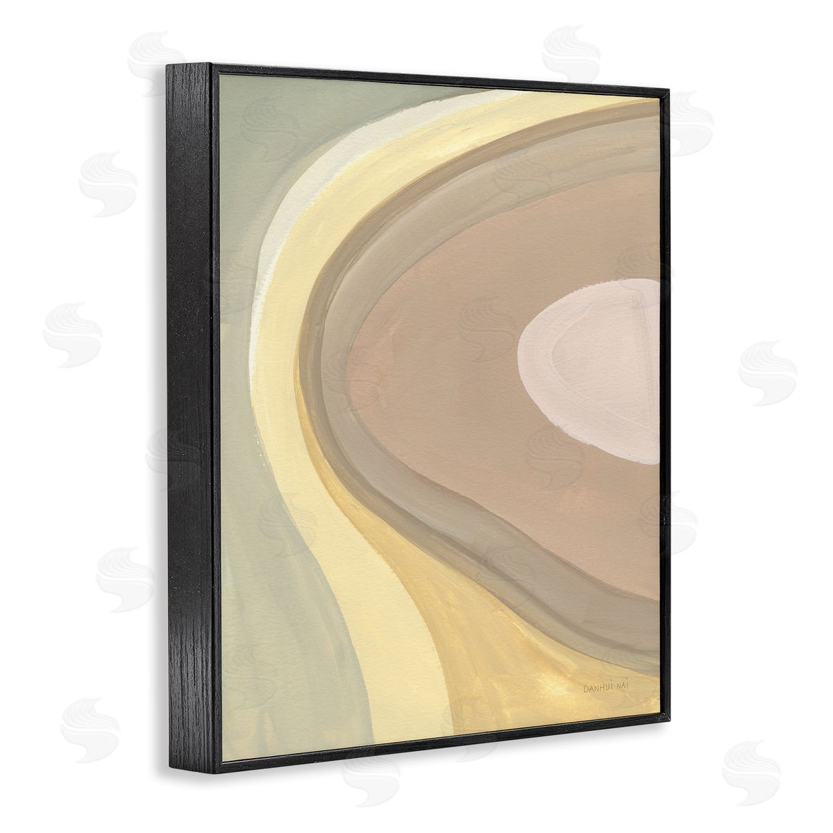 Danhui Nai Abstract Organic Curves Neutral Brown Yellow Black Framed Giclee Wall Art