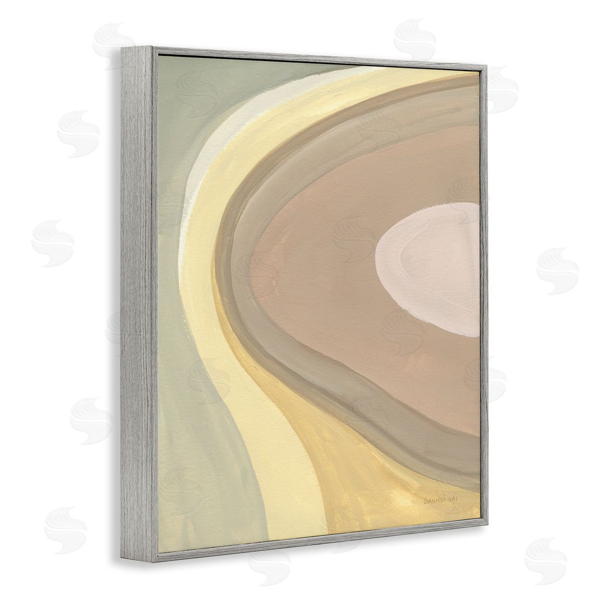 Danhui Nai Abstract Organic Curves Neutral Brown Yellow Gray Framed Giclee Wall Art