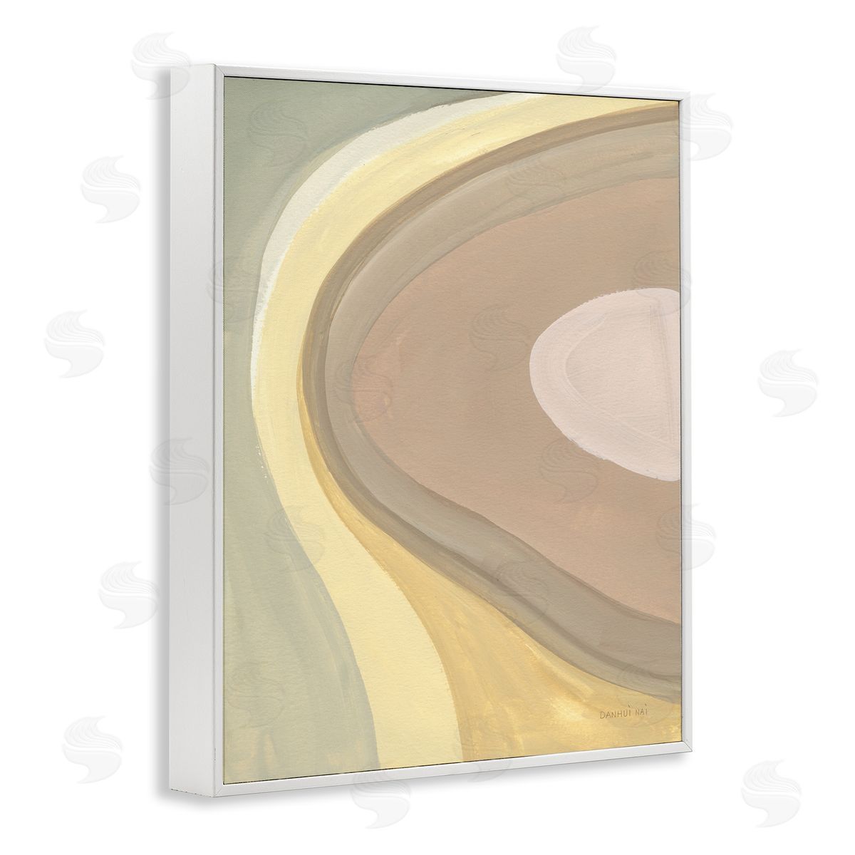 Danhui Nai Abstract Organic Curves Neutral Brown Yellow White Framed Giclee Wall Art