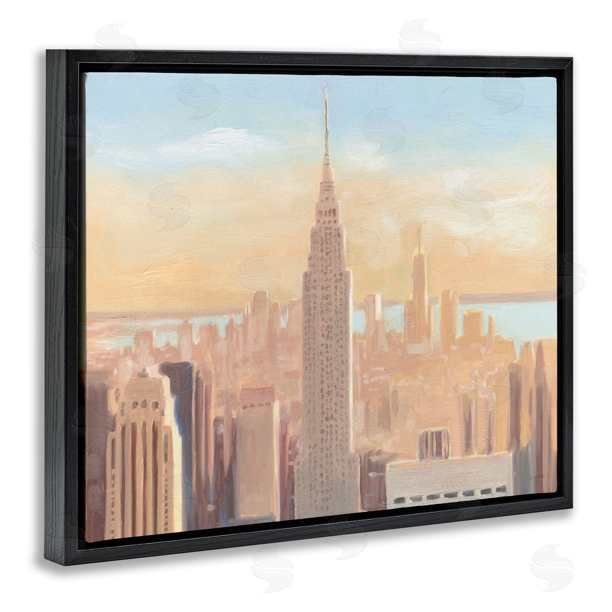James Wiens Manhattan Cityscape at Dawn Urban Architecture Black Floater Frame Canvas Art
