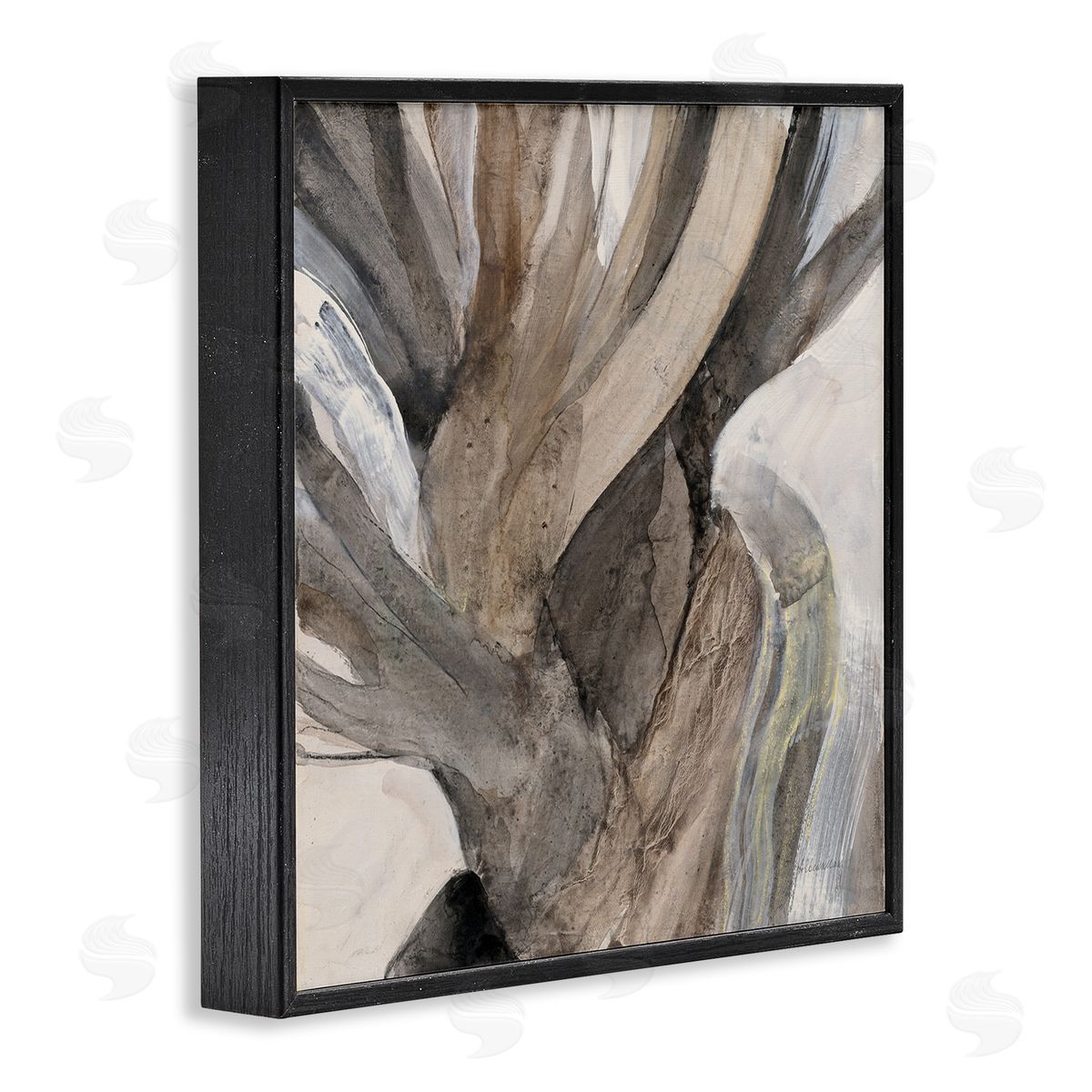 Twisted Driftwood Abstraction Black Frame Print Wall Art, Home Decor by Albena Hristova