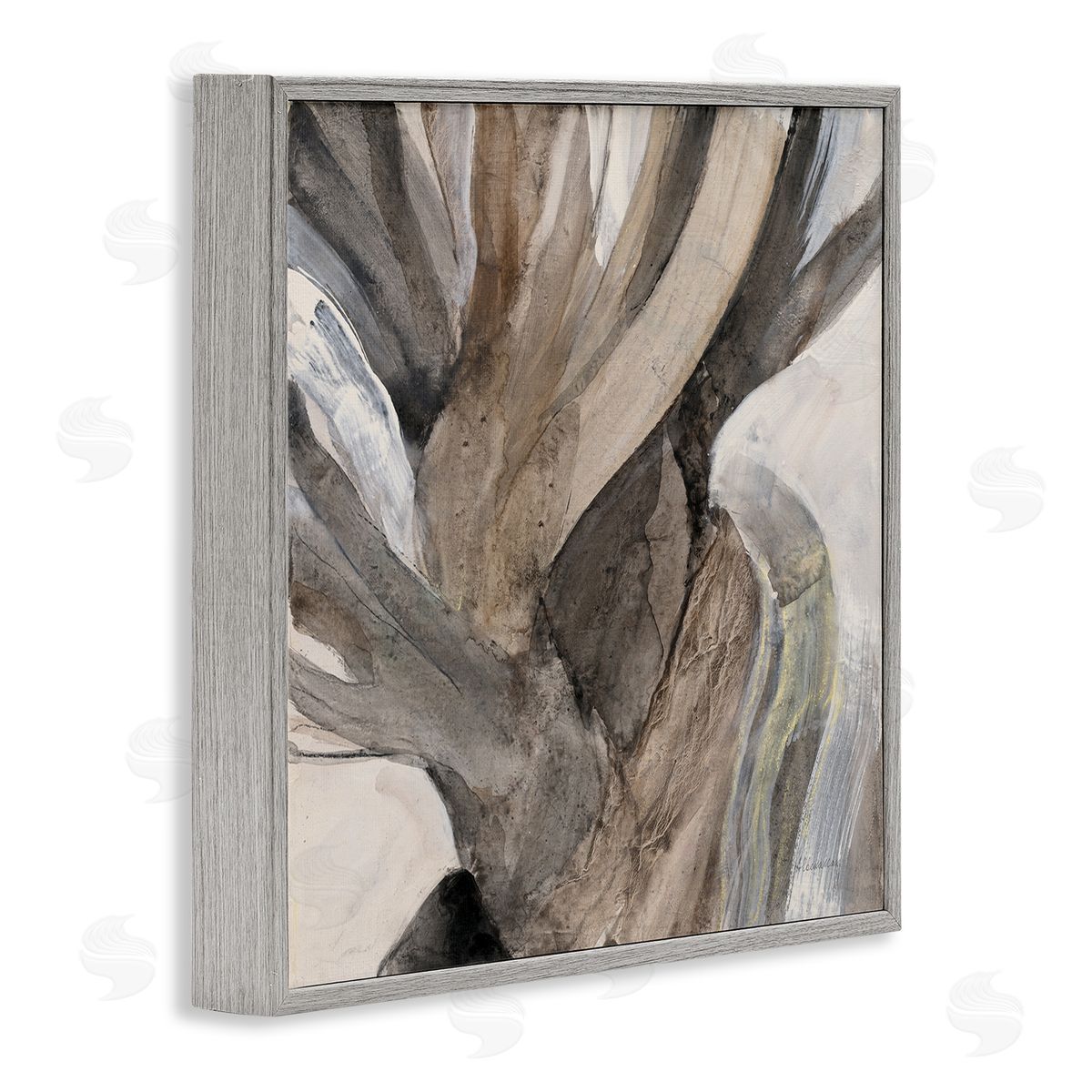 Twisted Driftwood Abstraction Grey Frame Print Wall Art, Home Decor by Albena Hristova