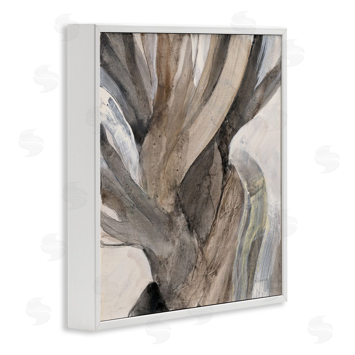 Twisted Driftwood Abstraction White Frame Print Wall Art, Home Decor by Albena Hristova