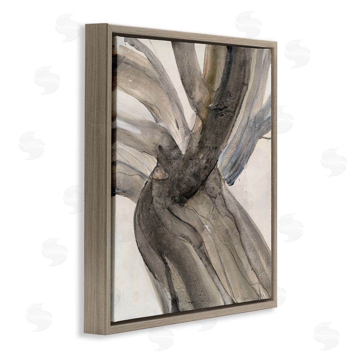 Albena Hristova Curved Coastal Driftwood Abstraction Neutral Brown Brown Floater Frame Canvas Art