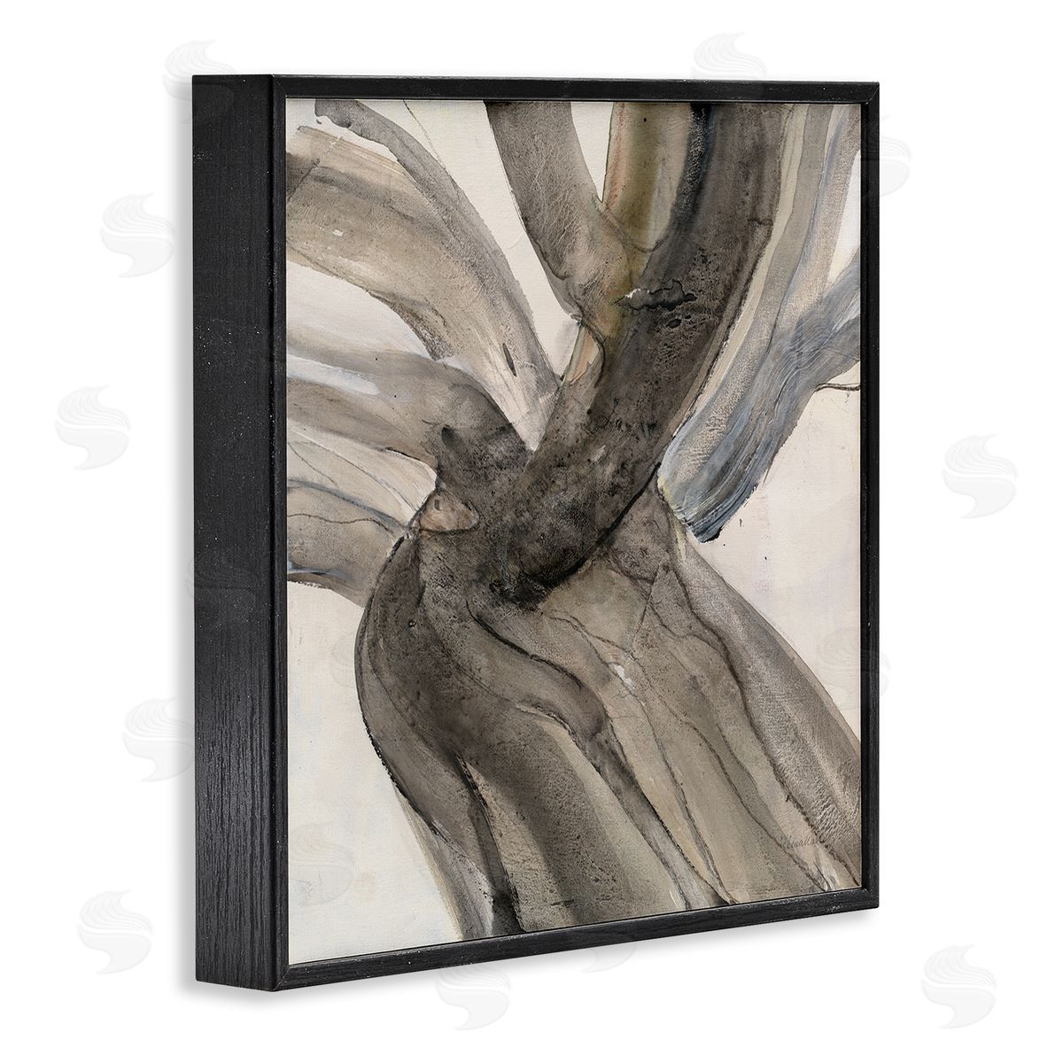 Albena Hristova Curved Coastal Driftwood Abstraction Neutral Brown Black Framed Giclee Wall Art